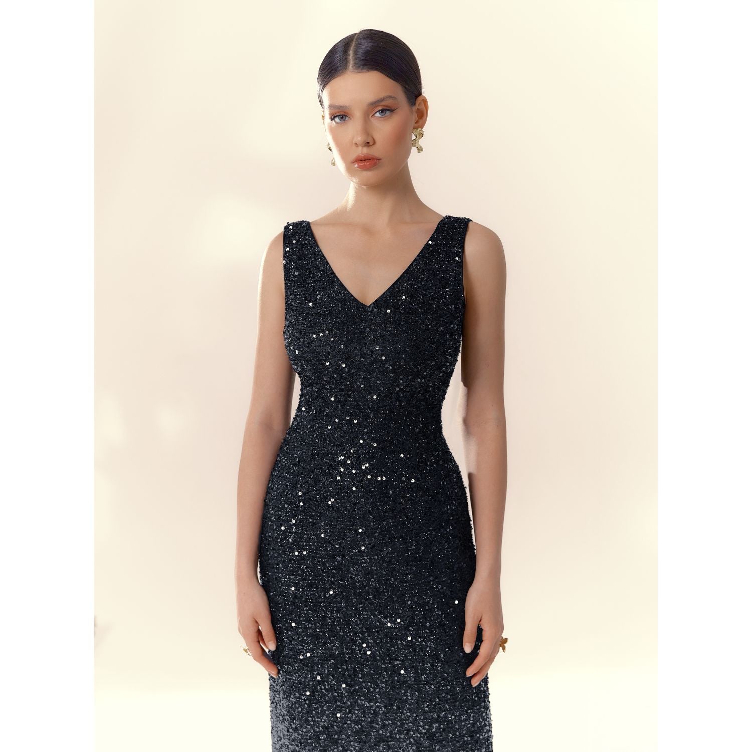 Платье Nox черное с пайетками