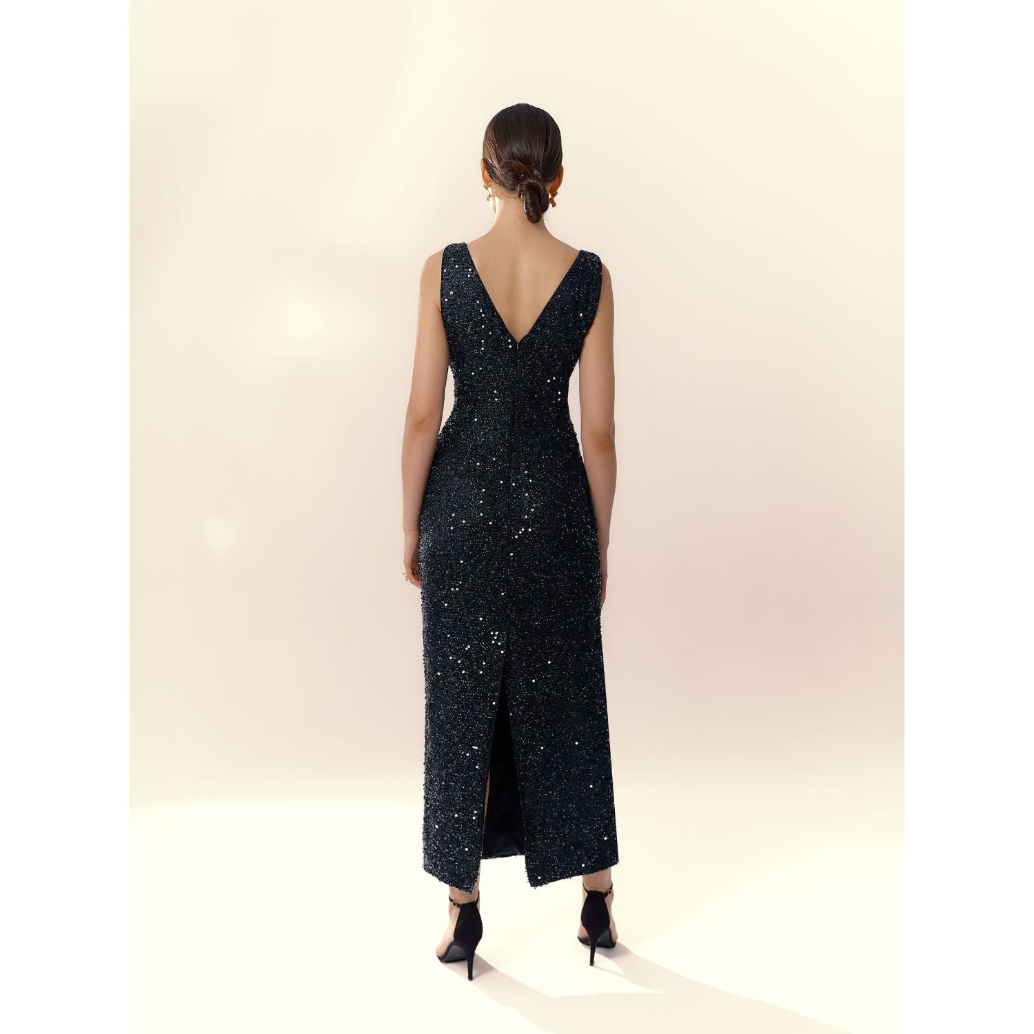Платье Nox черное с пайетками