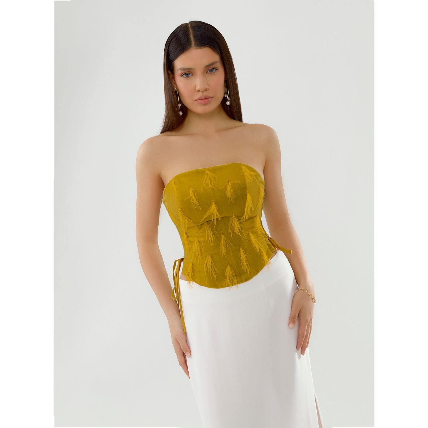 Woven Feather Corset – Sunshine Yellow