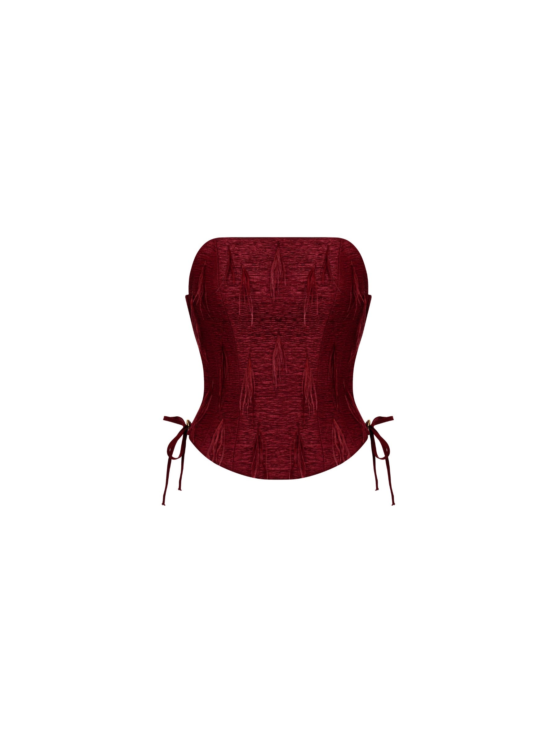 Woven Feather Corset – Crimson Red