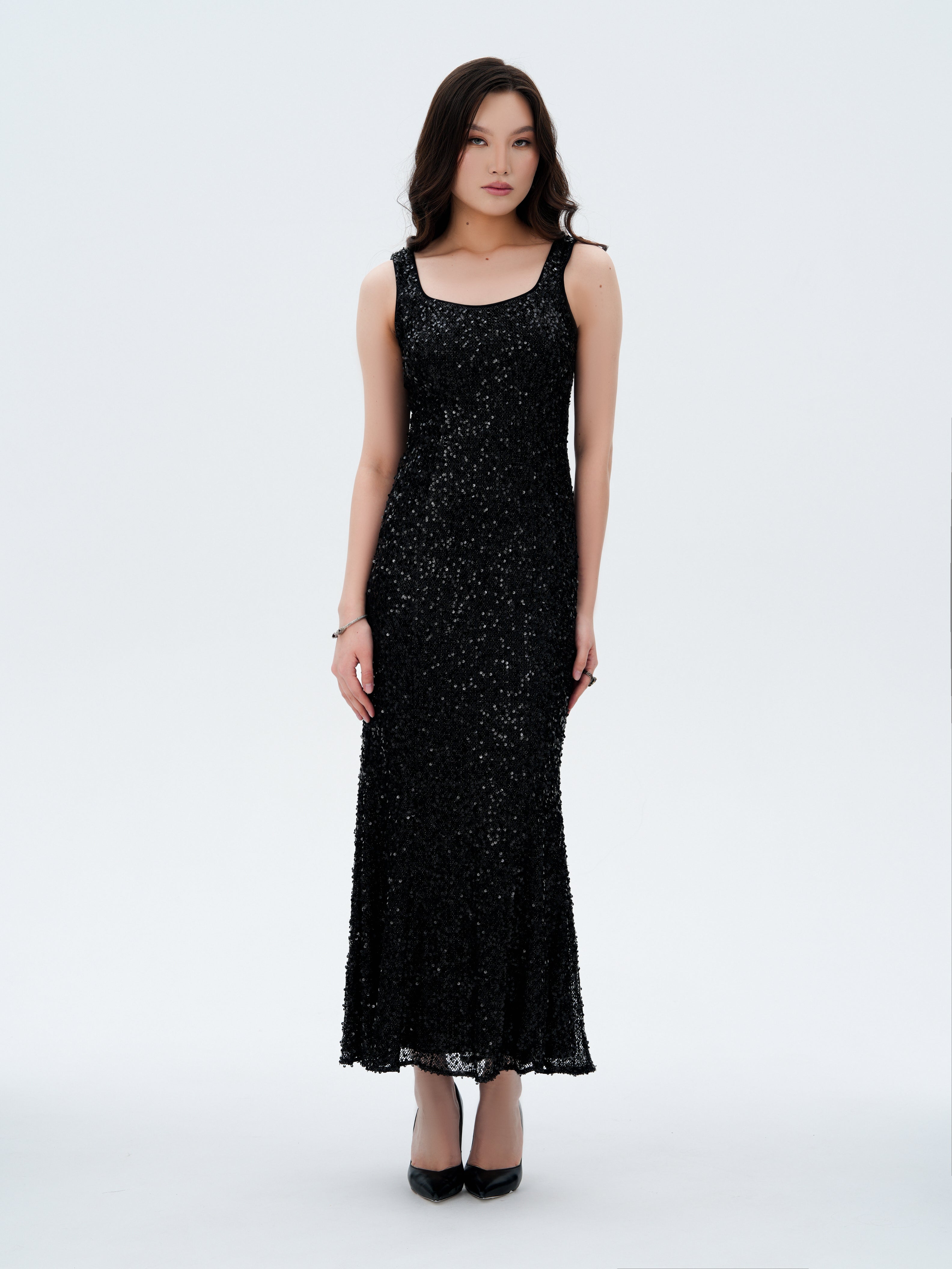 Black Sequin Maxi Dress