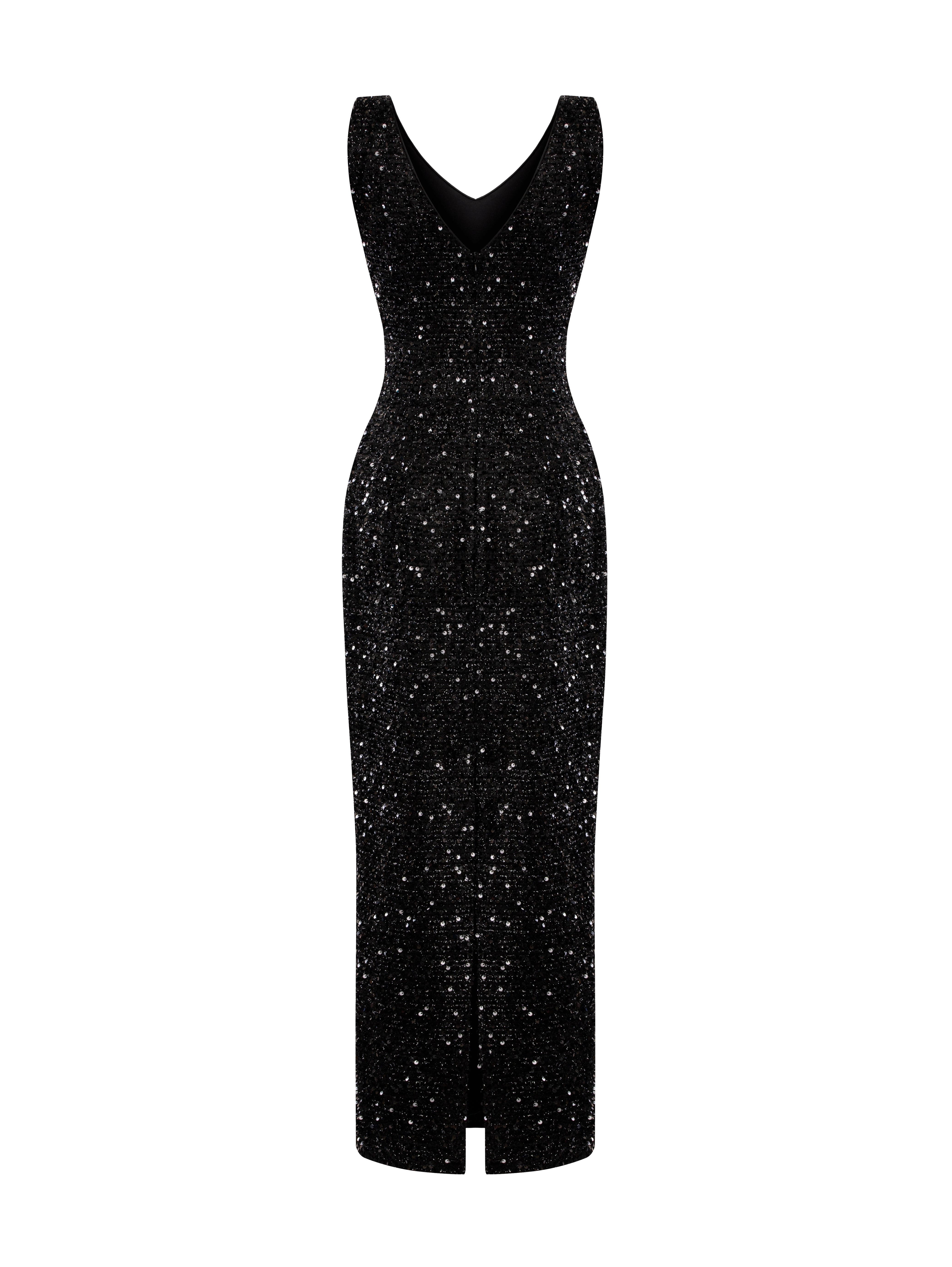 Платье Nox черное с пайетками