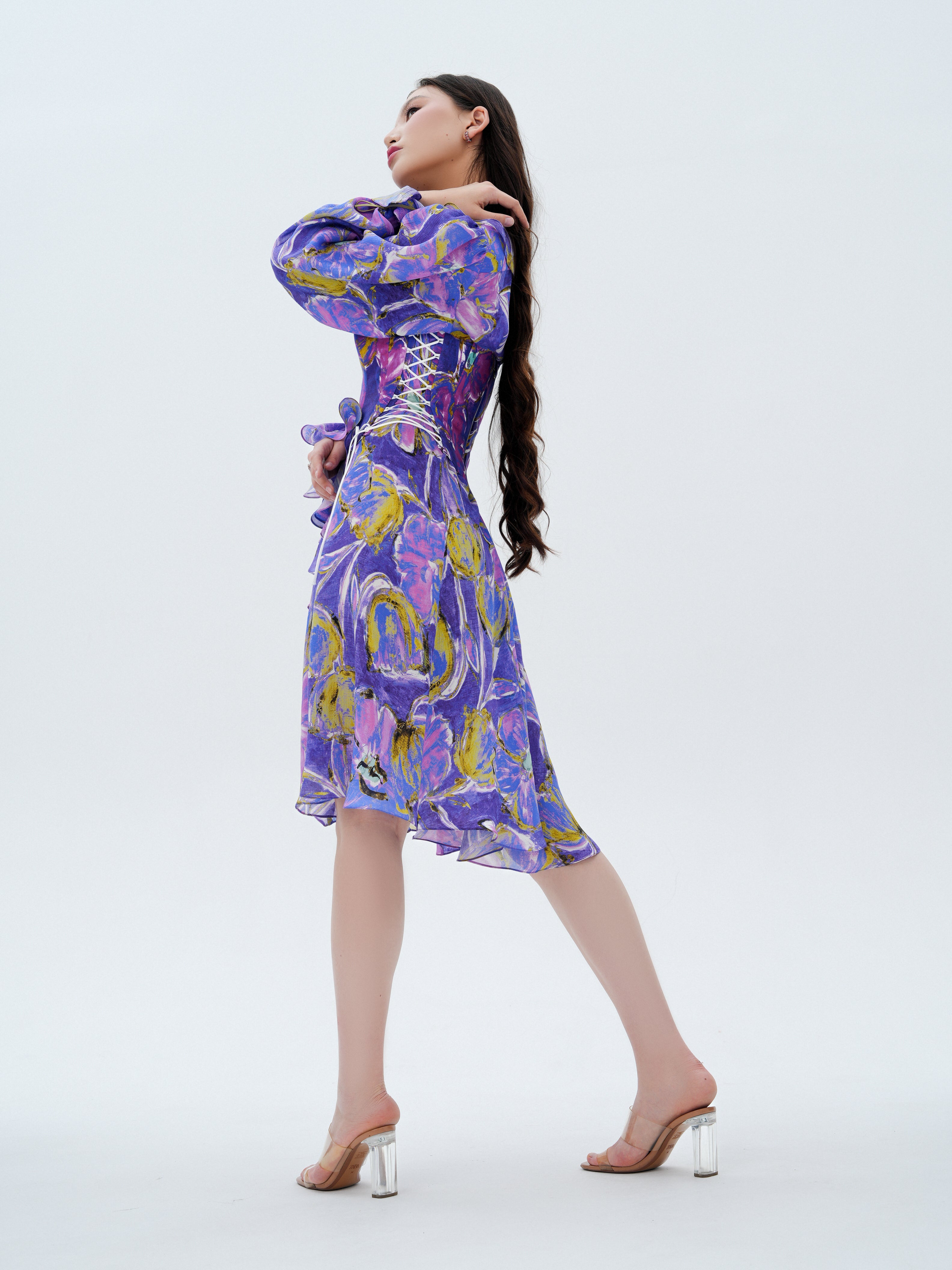 SUNSET IN BLOOM RUFFLE DRESS