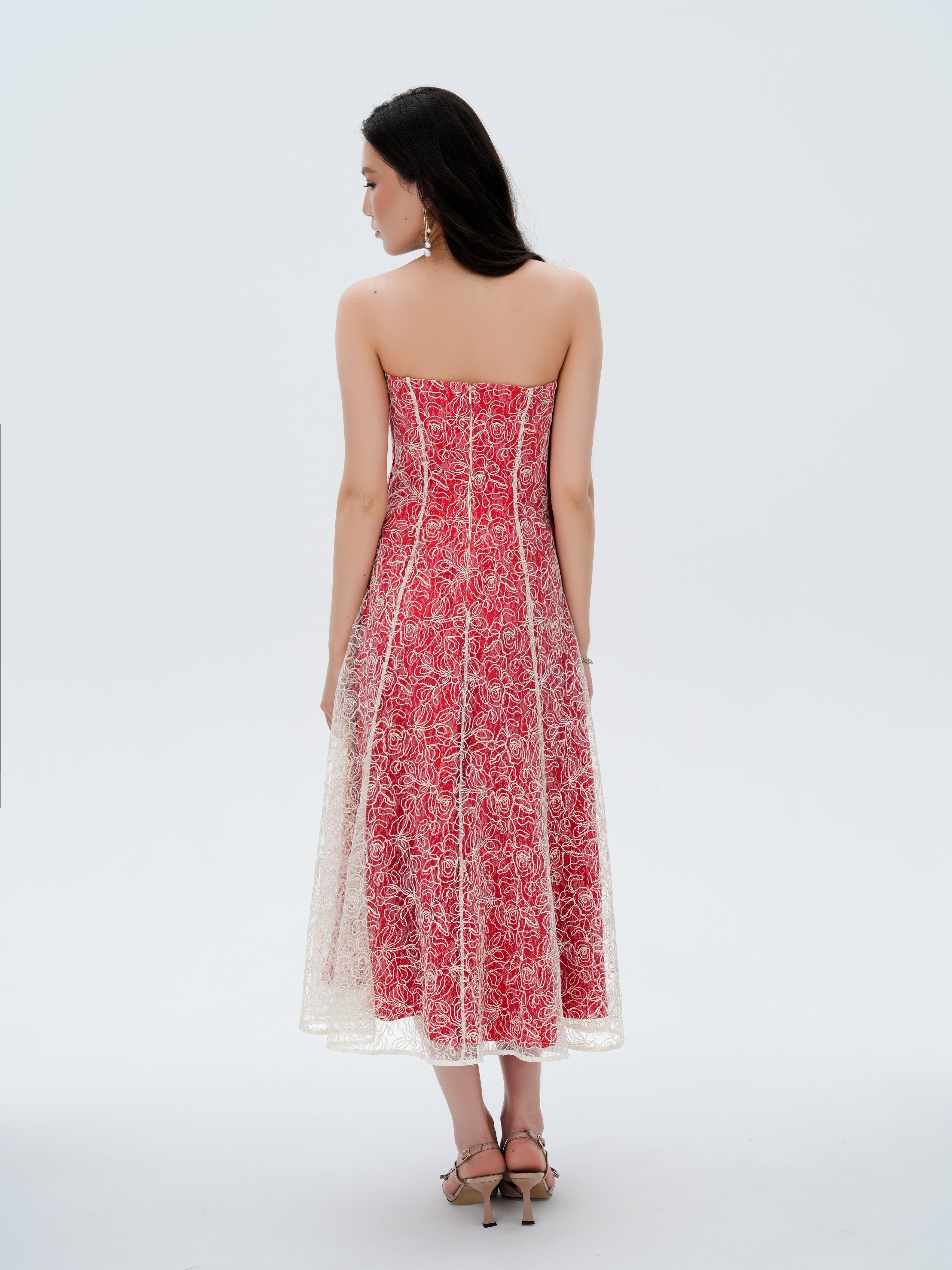 ELSAVA SCARLET BLOOM CORSET DRESS