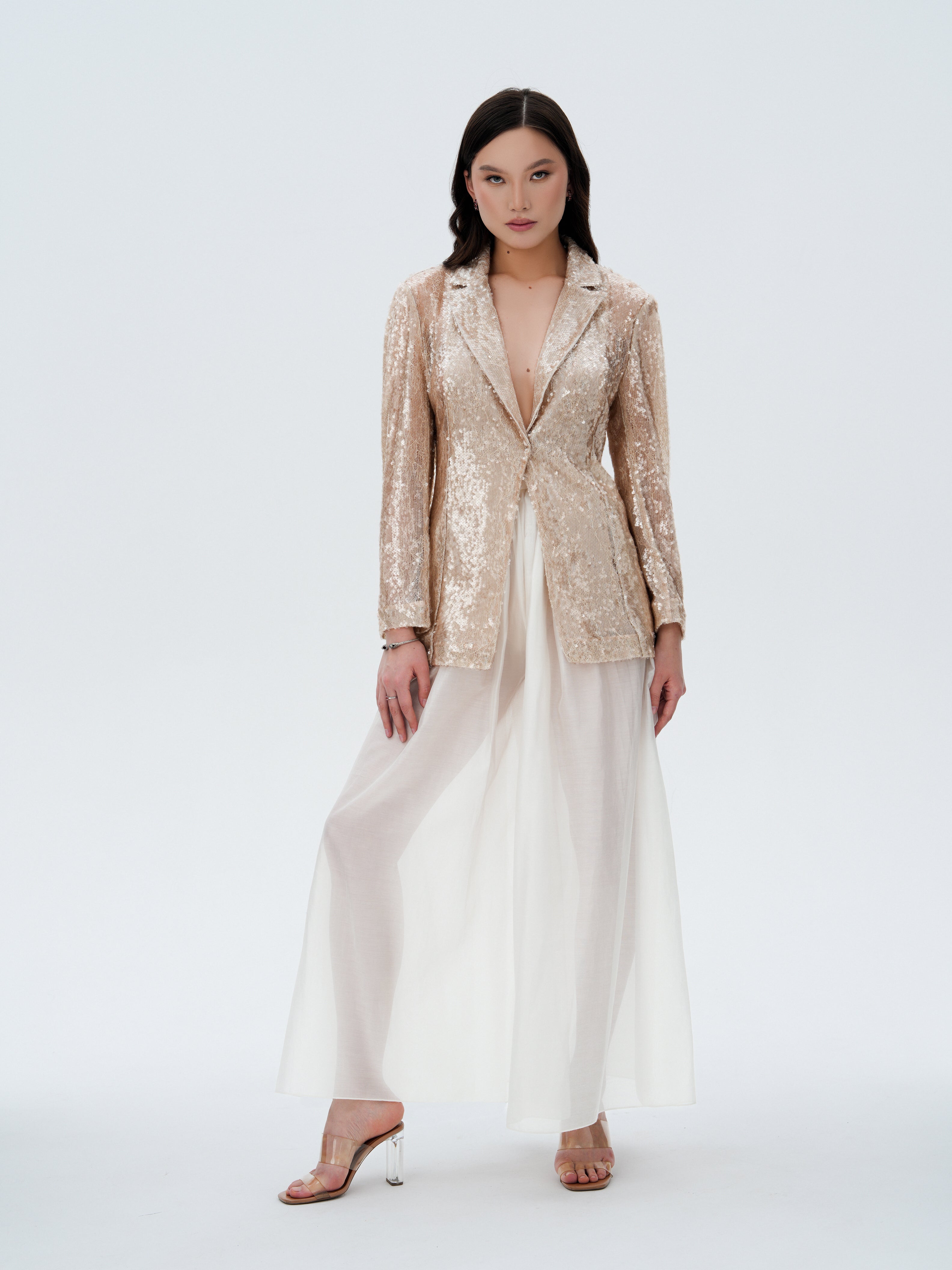 BEIGE SEQUIN JACKET