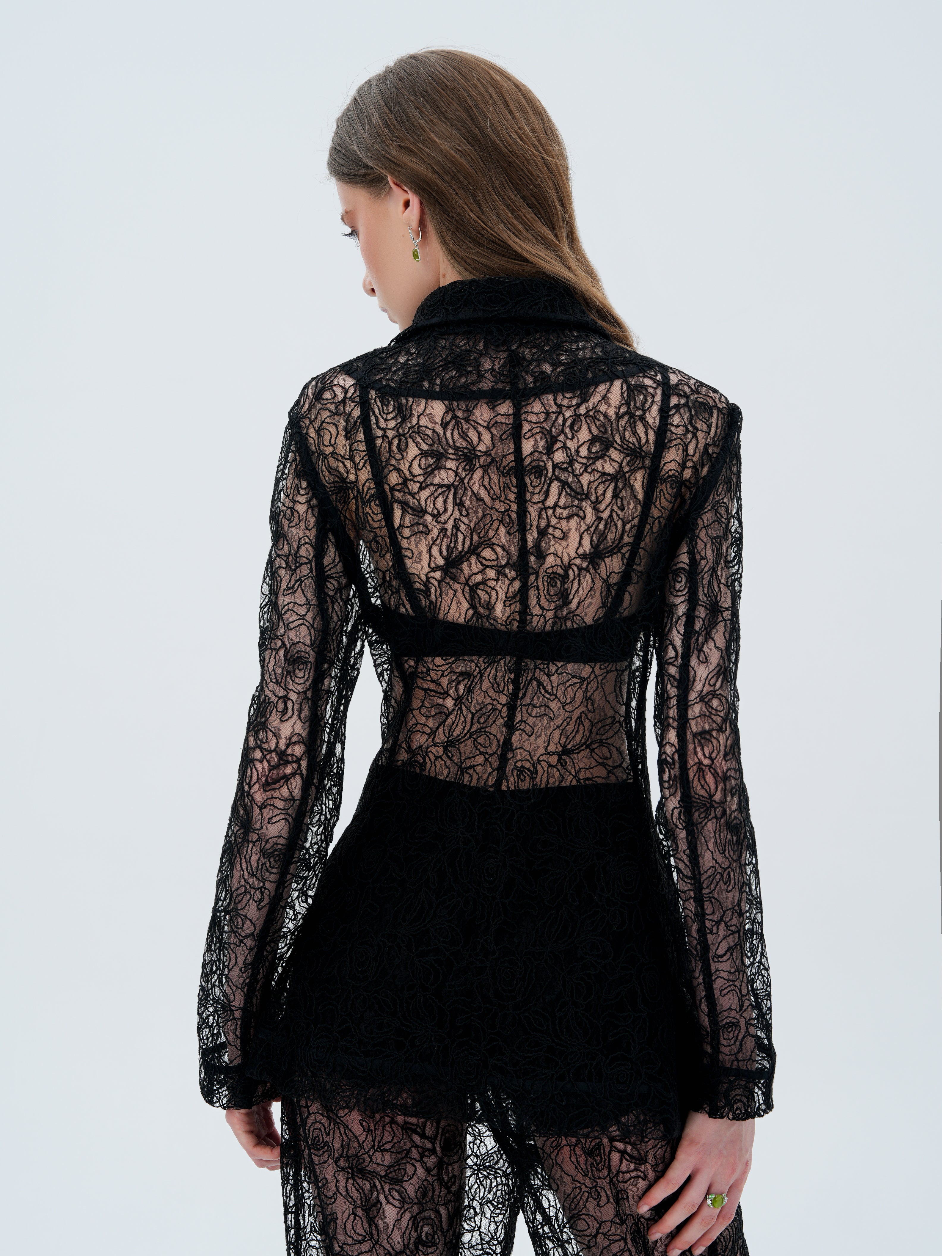 ELSAVA LACE TAILORED BLAZER BLACK
