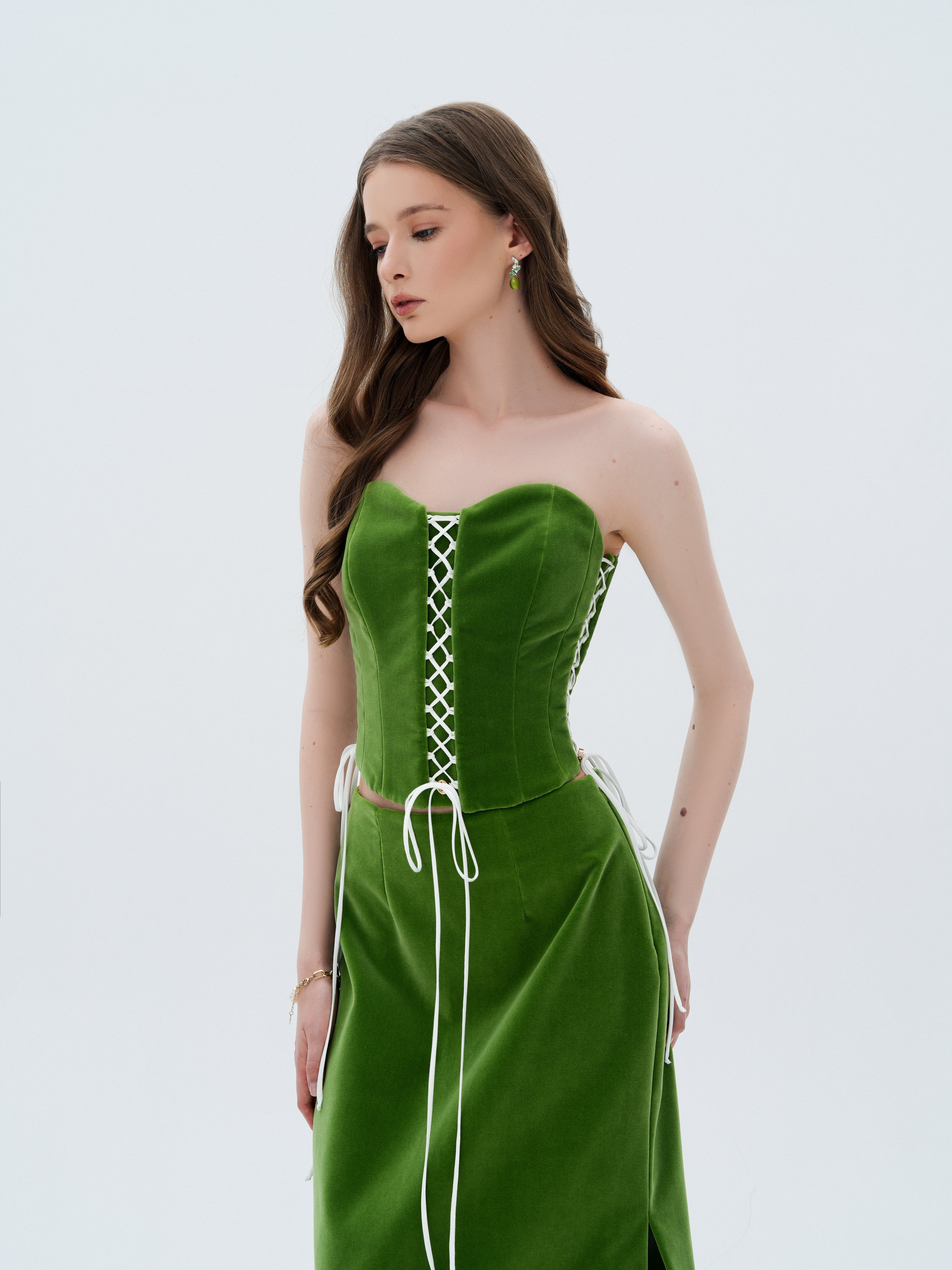 GREEN VELOUR CORSET