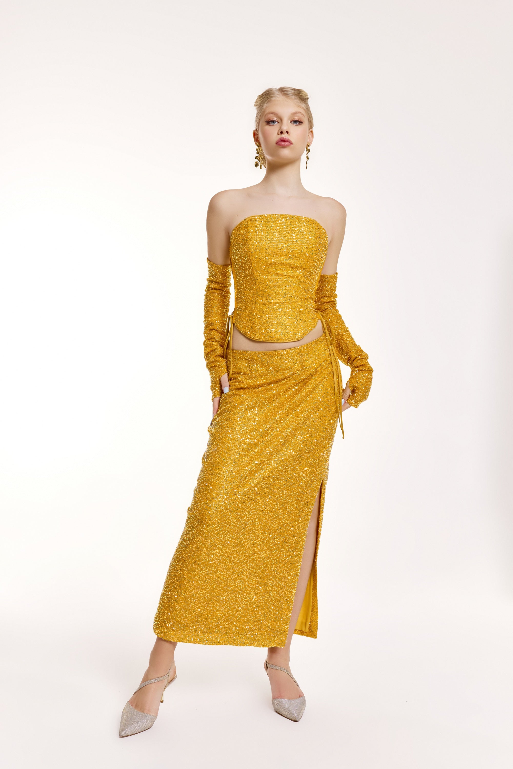 Lina Желтая юбка с пайетками