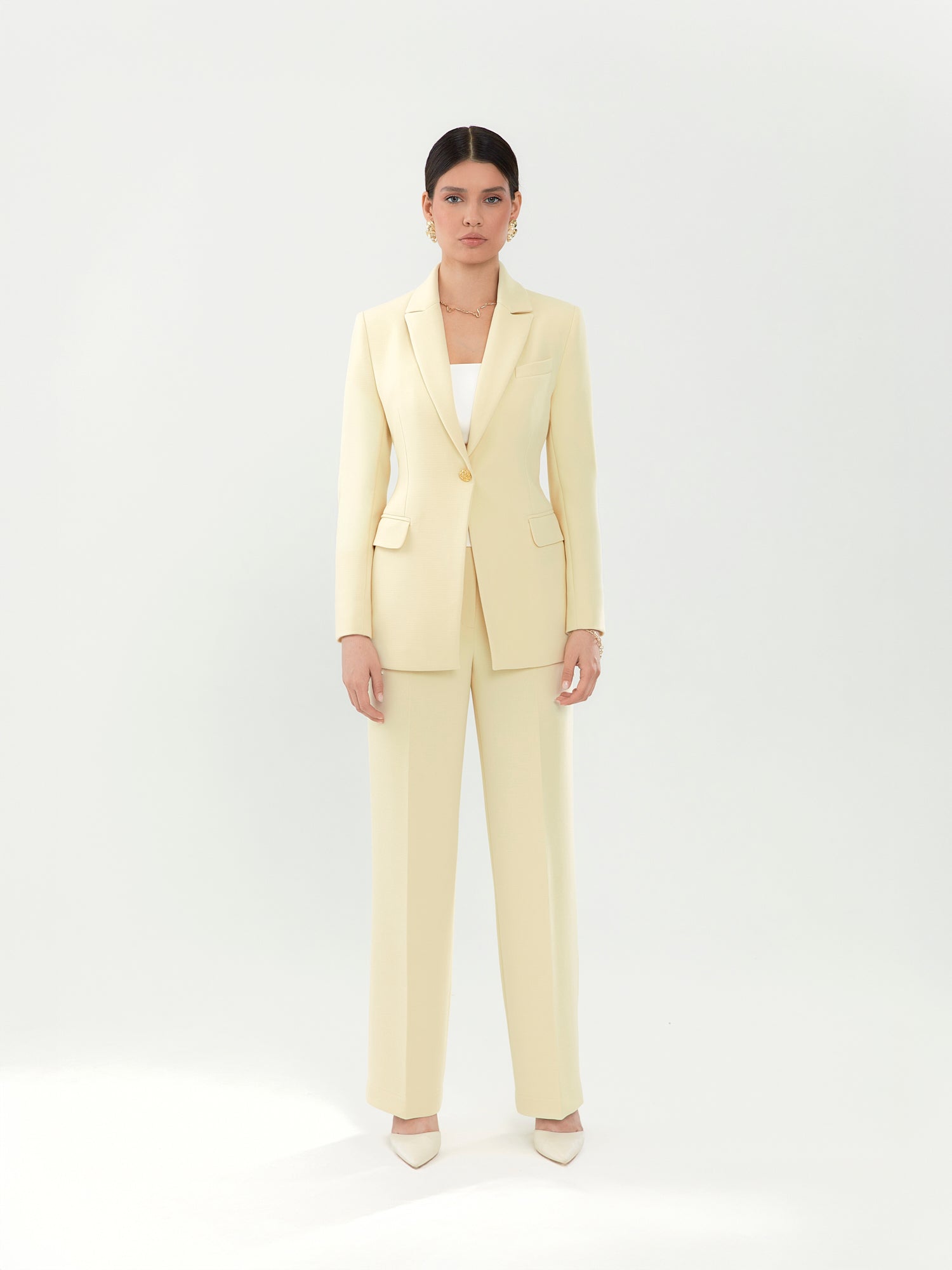 Milky Yellow Jacket and Trousers Co-ords