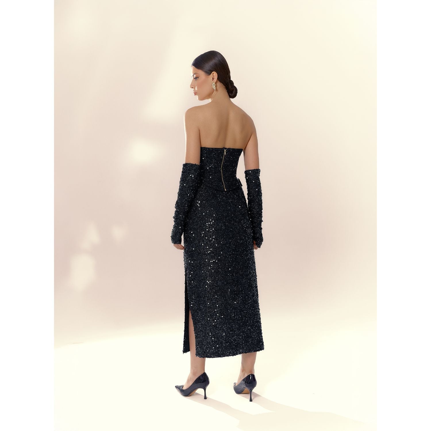 Черная юбка с пайетками Nox