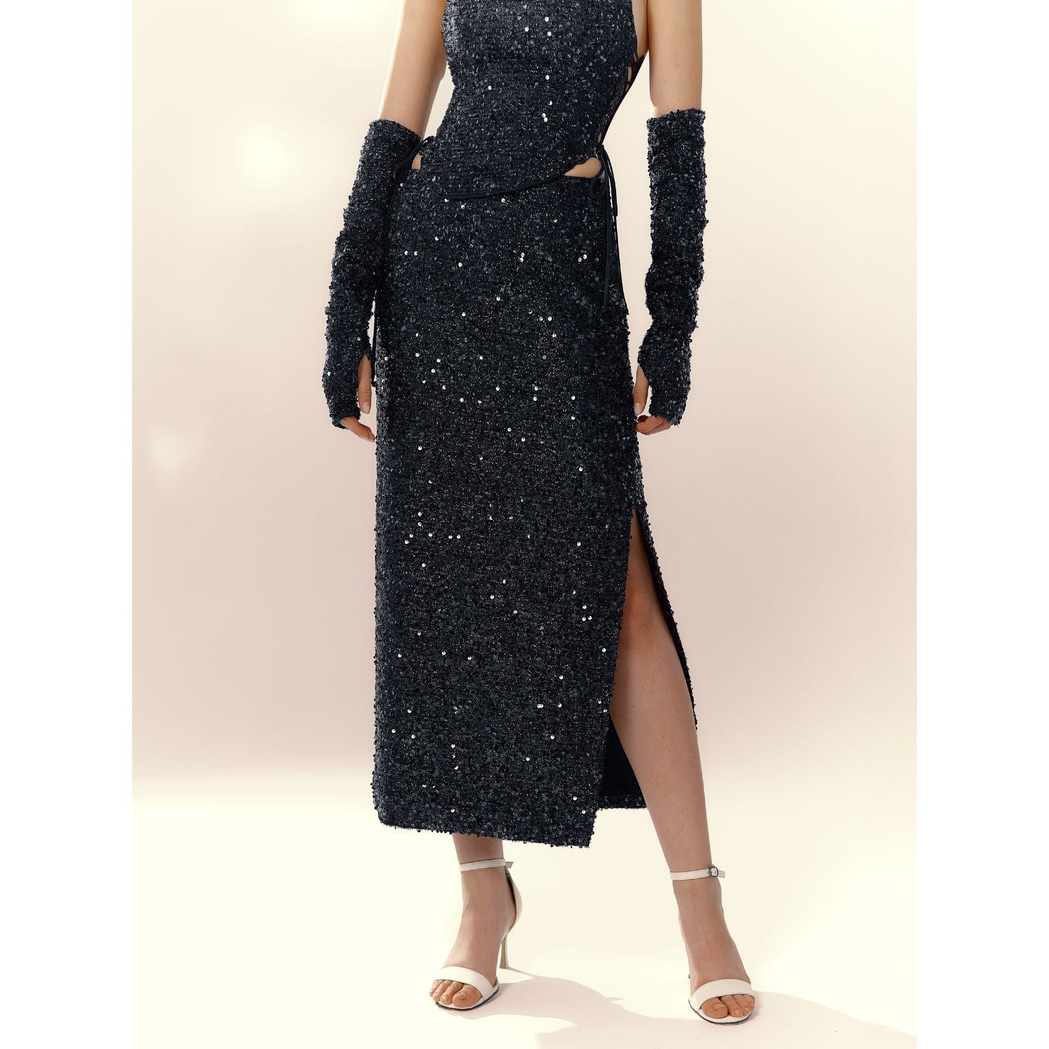 Черная юбка с пайетками Nox