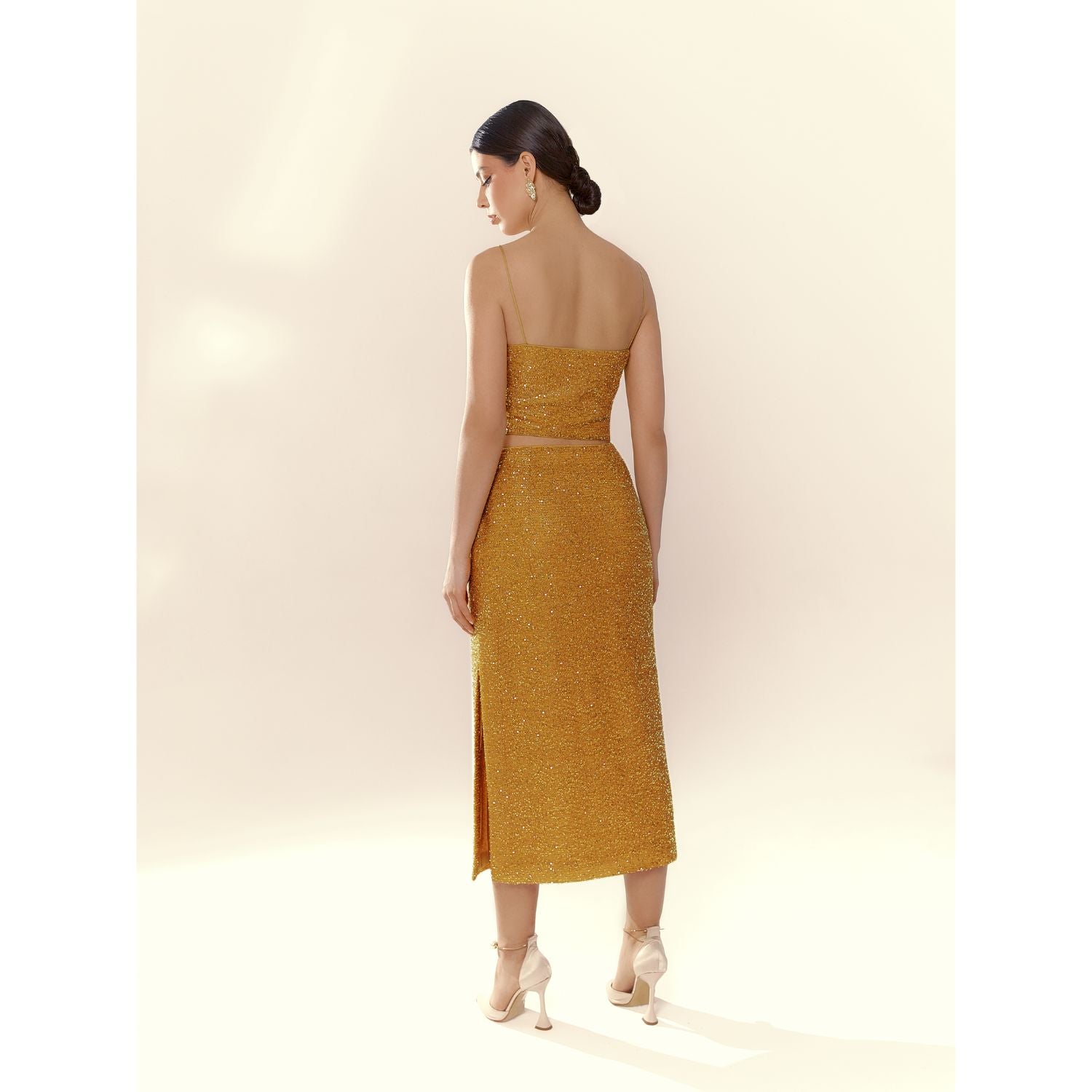 Lina Желтый топ с пайетками