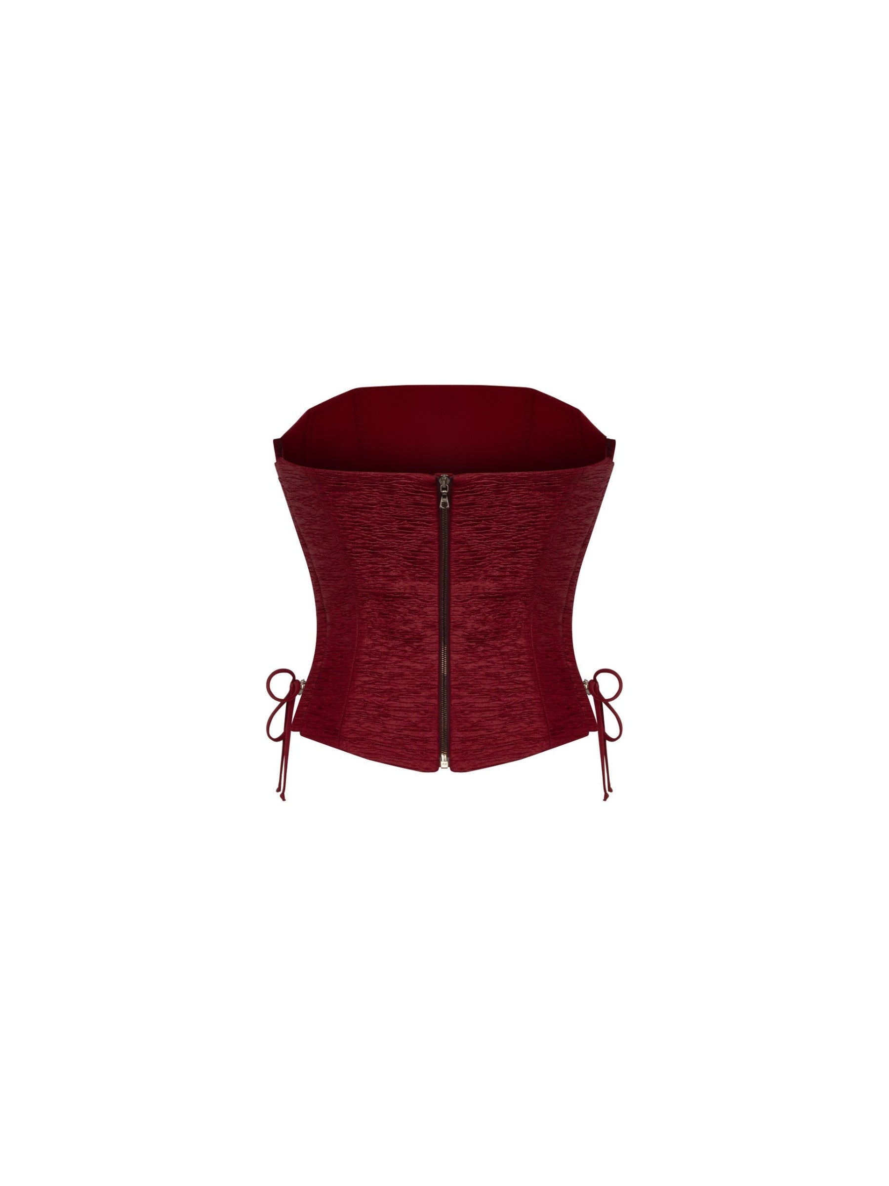 Woven Feather Corset – Crimson Red