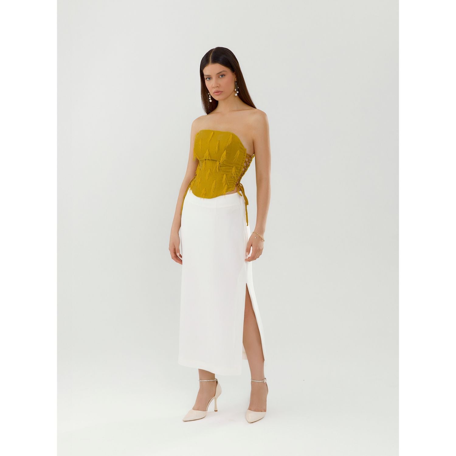 Woven Feather Corset – Sunshine Yellow