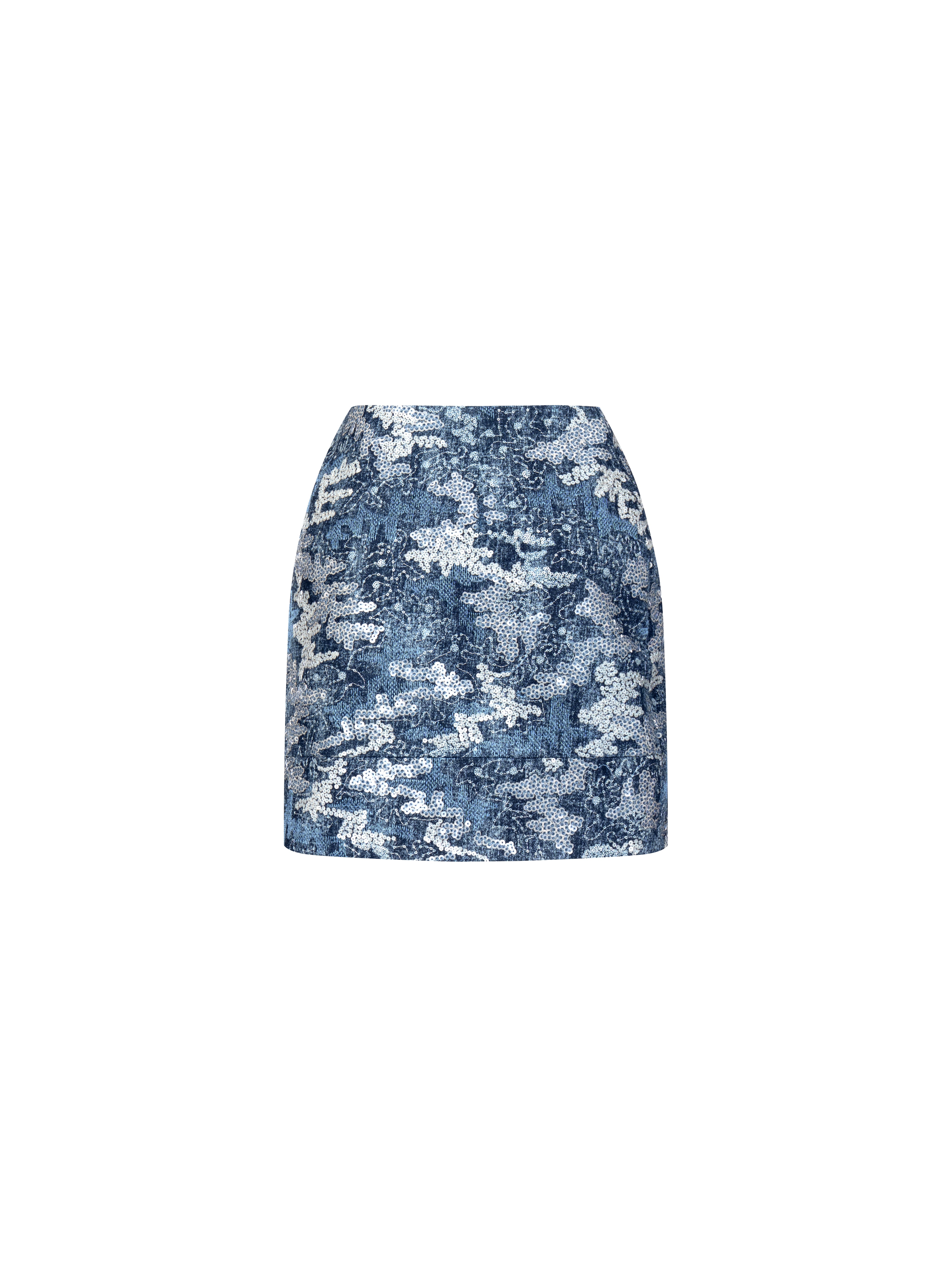 DENIM SEQUIN SKIRT