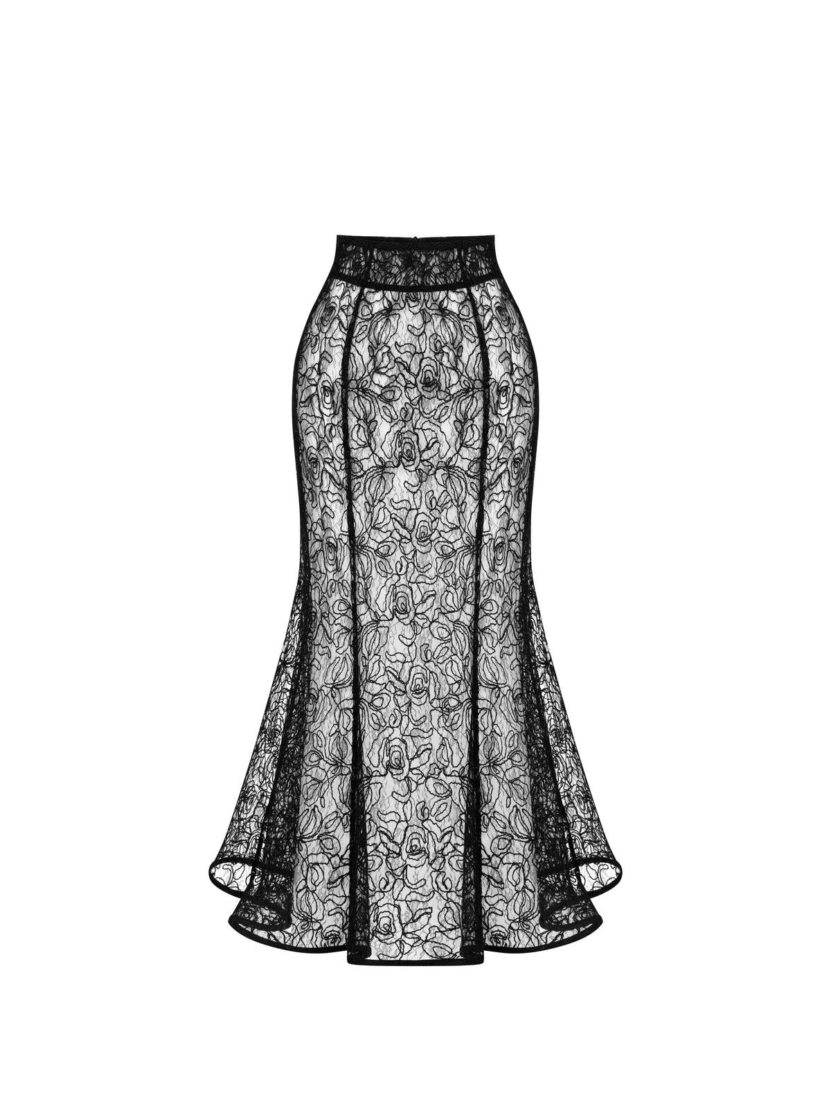 Elsava Lace Tailored Skirt Black