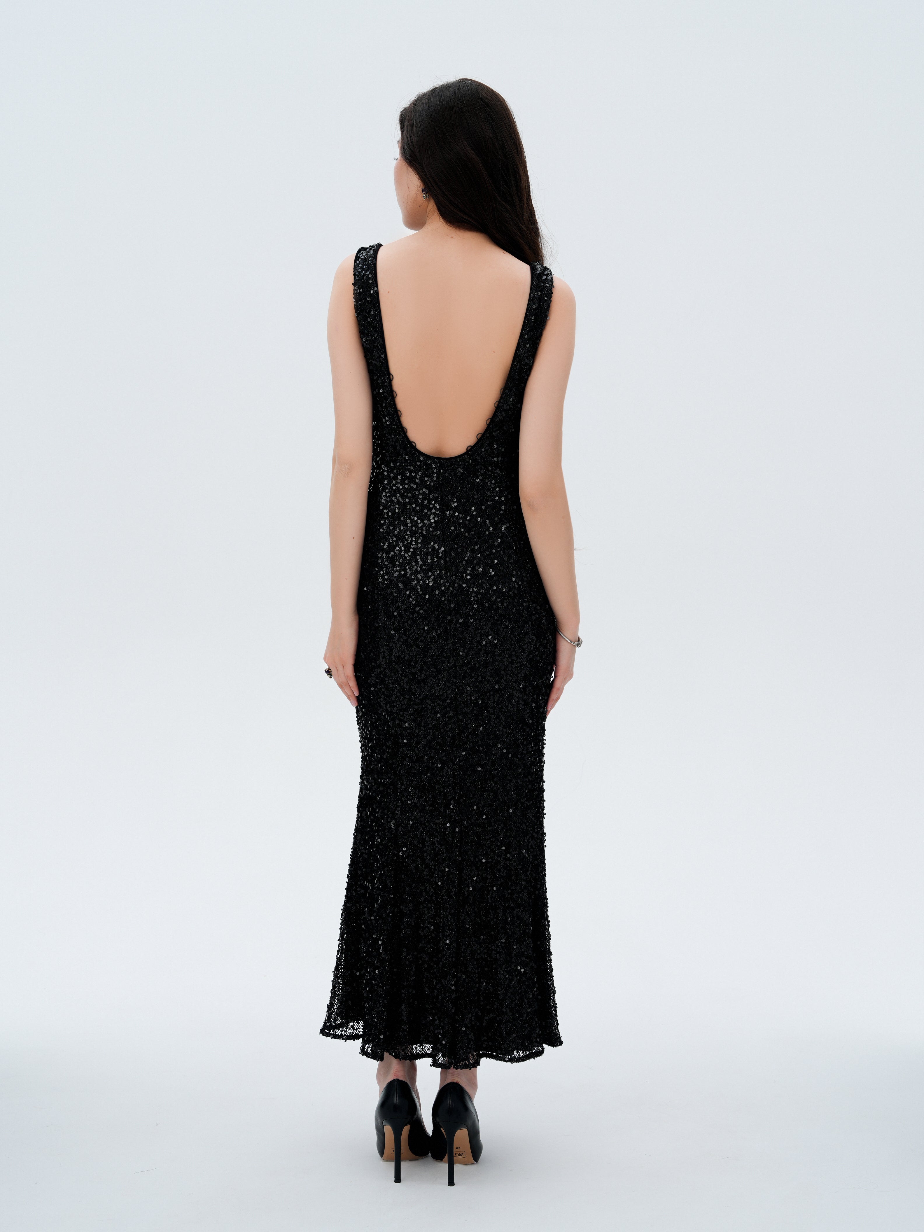Black Sequin Maxi Dress