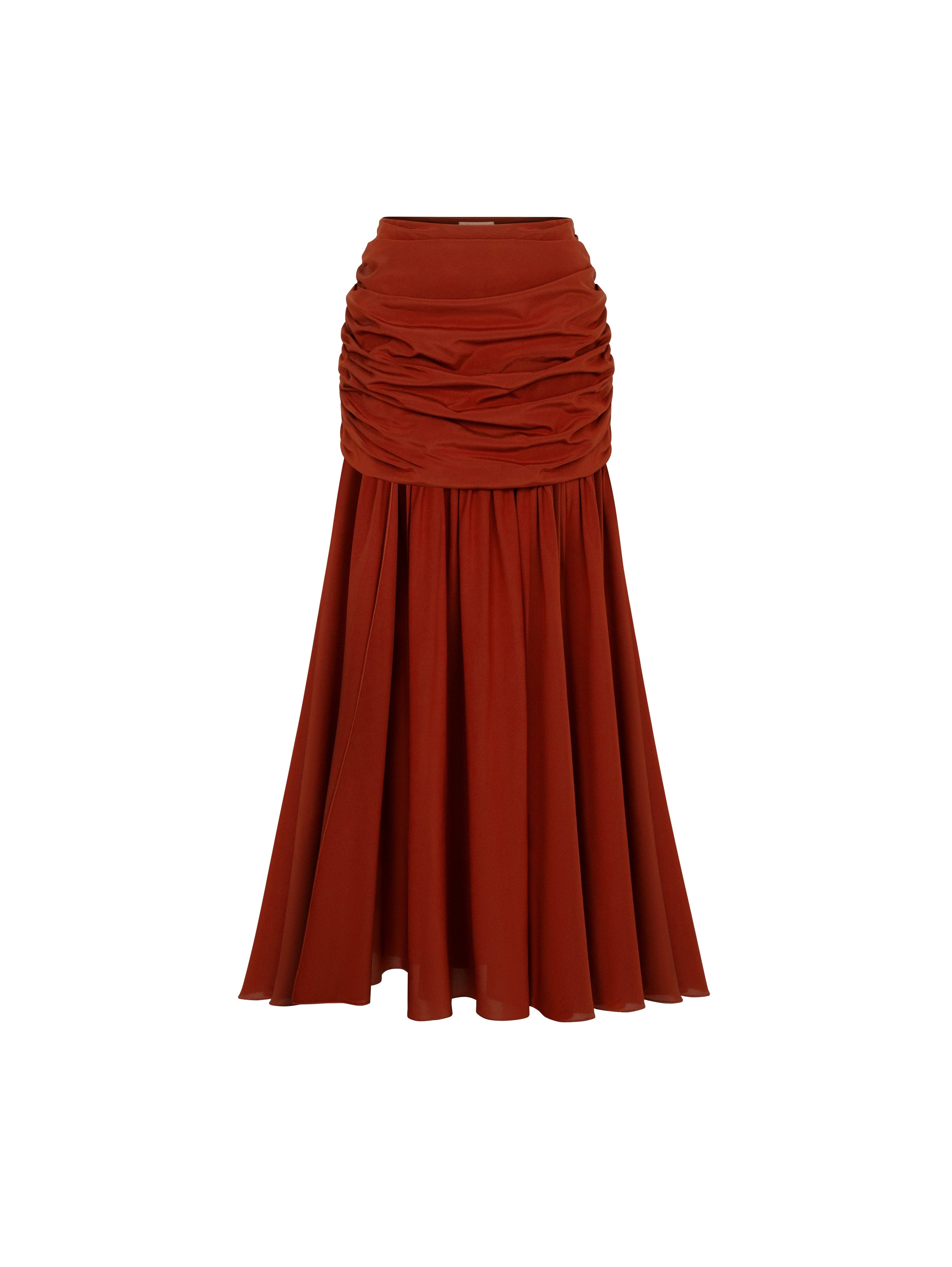 Draped Burgundy Silk Skirt