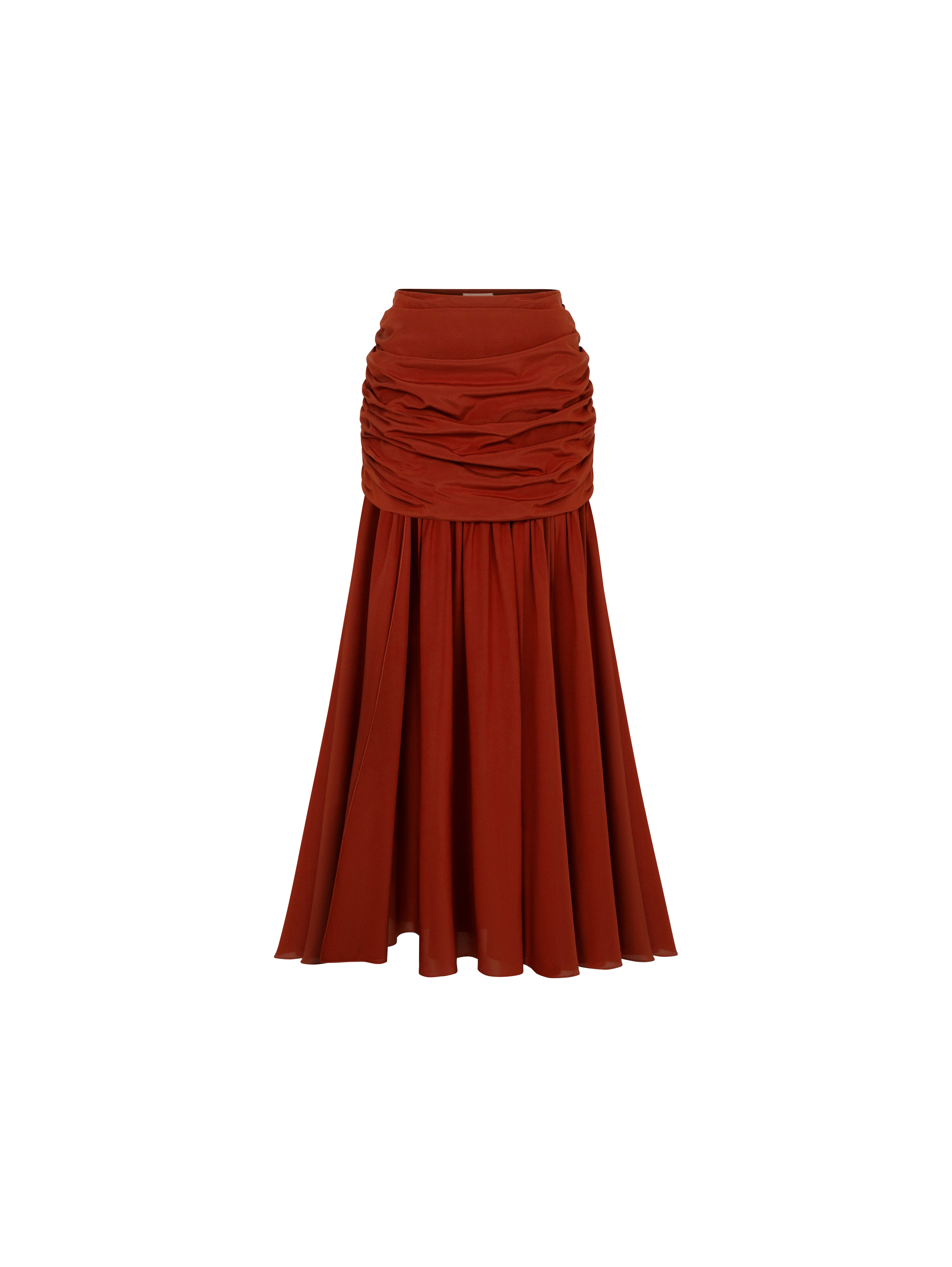 Draped Burgundy Silk Skirt