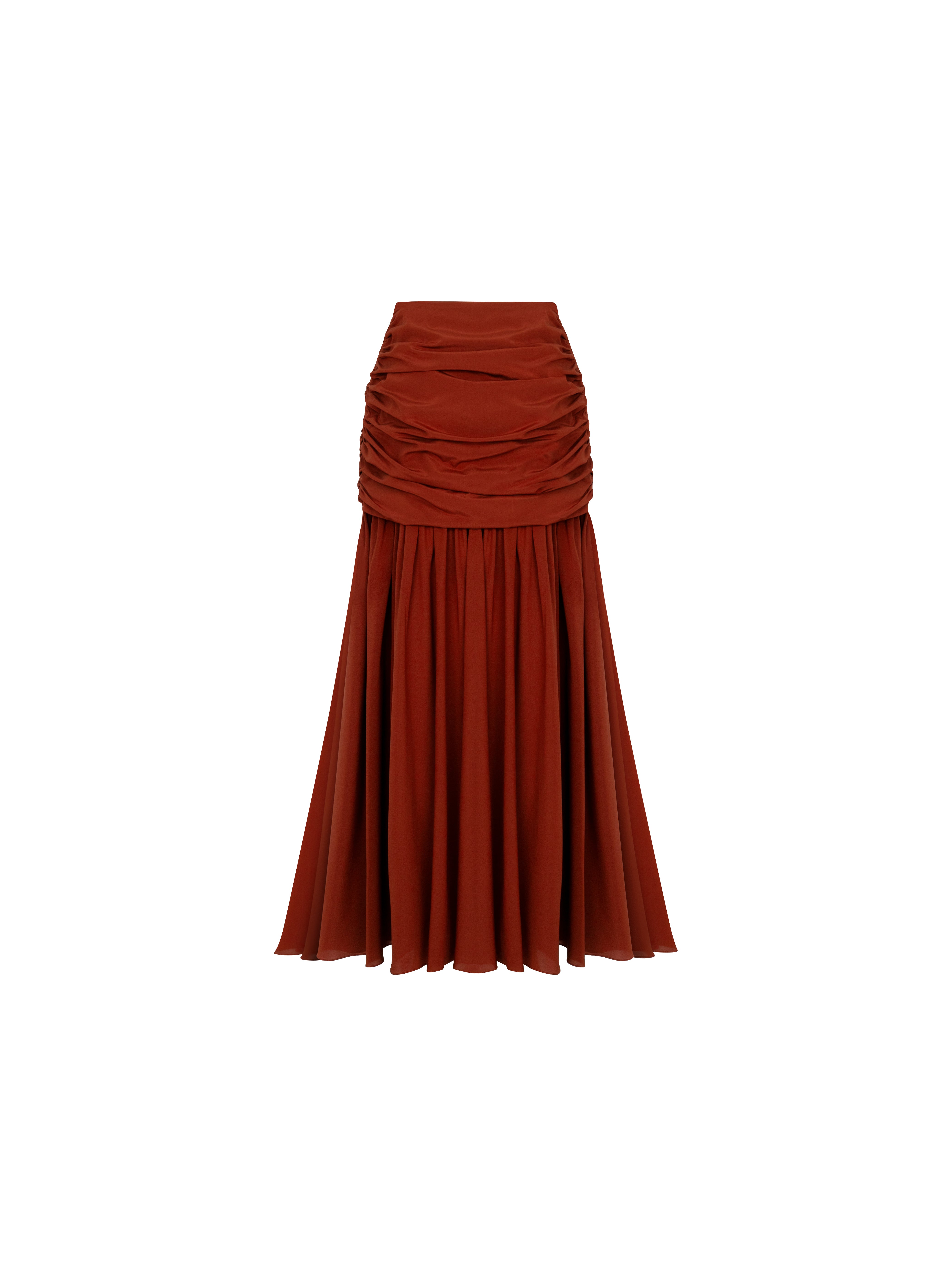 Draped Burgundy Silk Skirt
