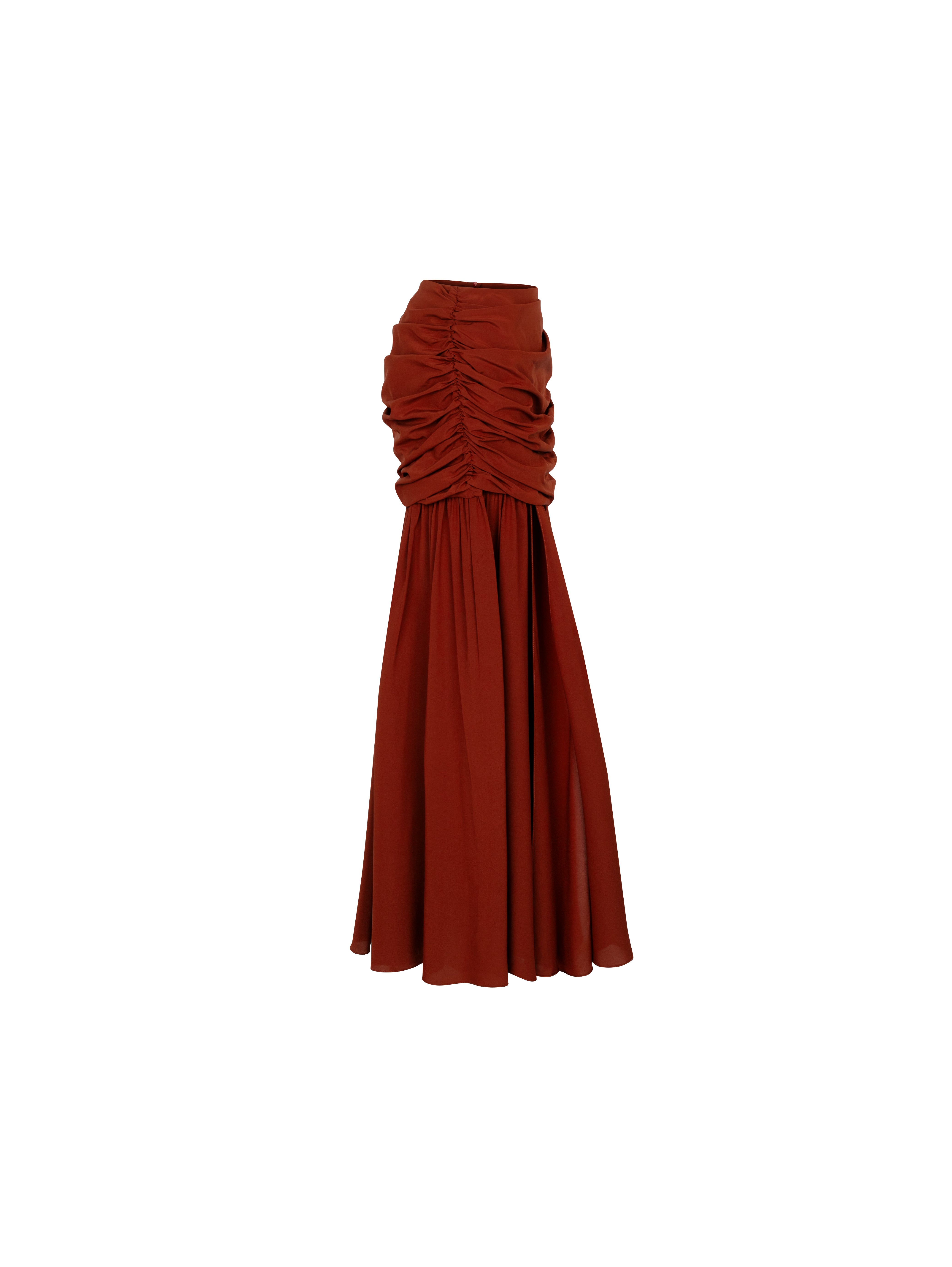 Draped Burgundy Silk Skirt