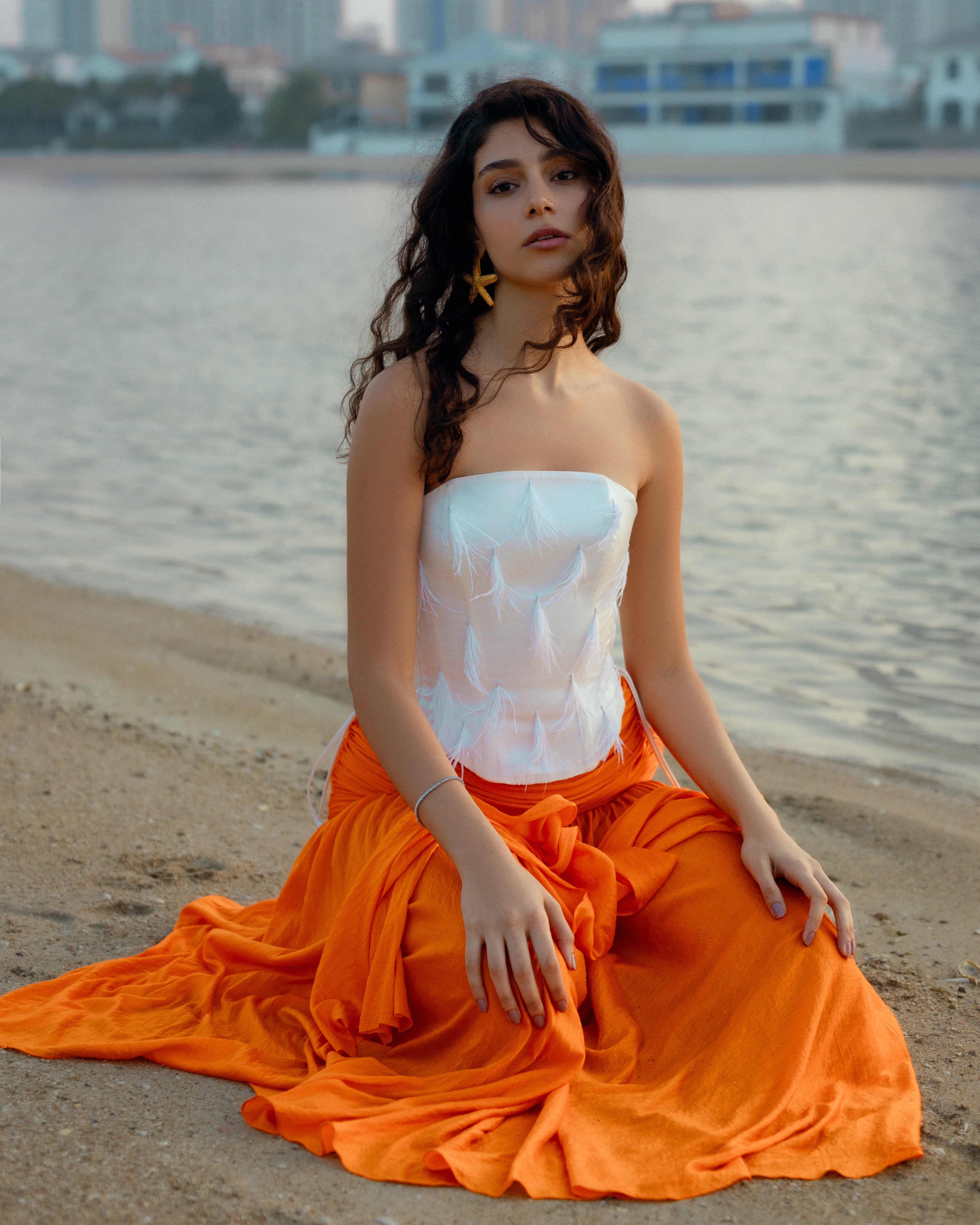 Woven Feather Corset - Snow White