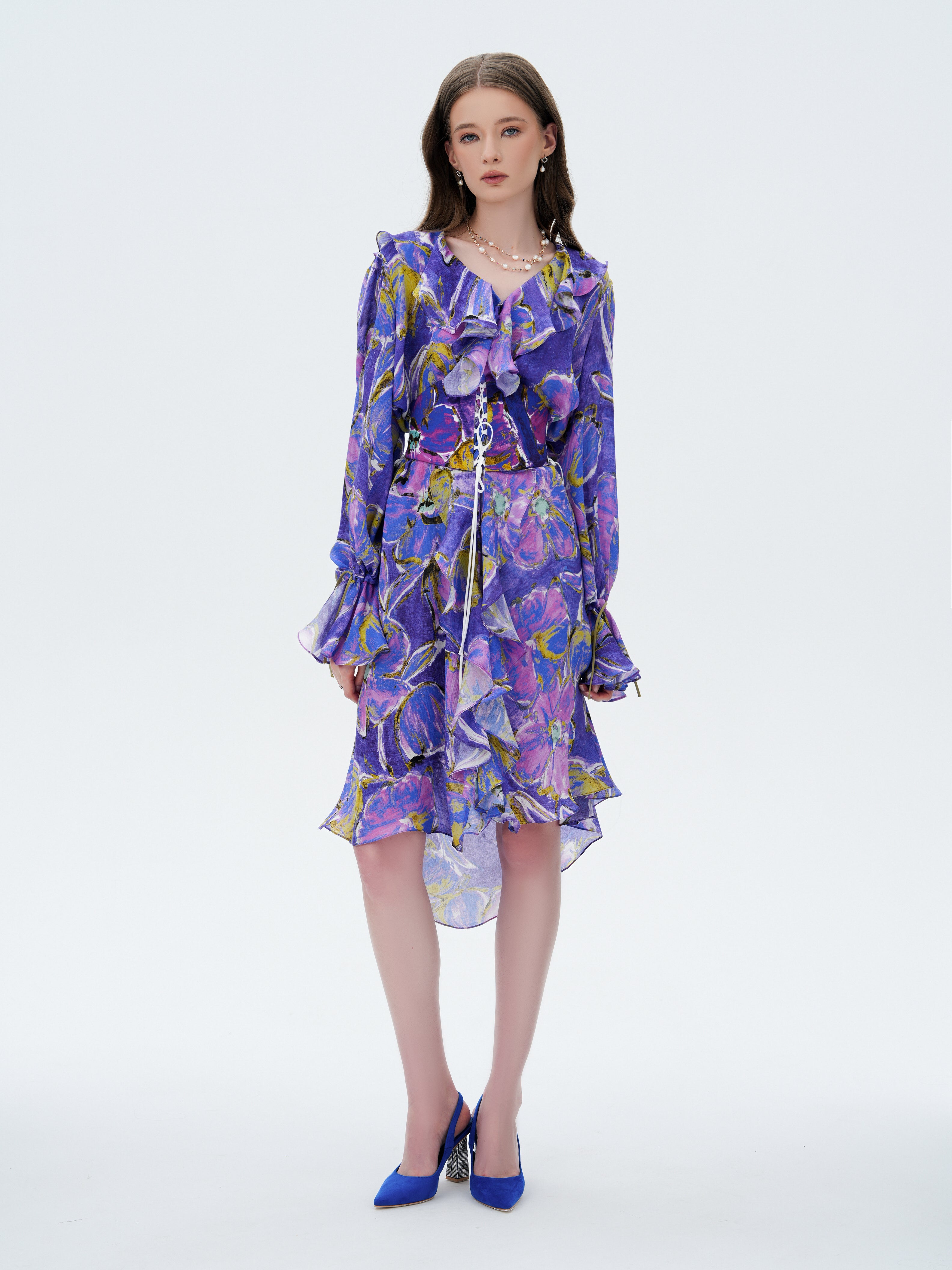 SUNSET IN BLOOM RUFFLE DRESS