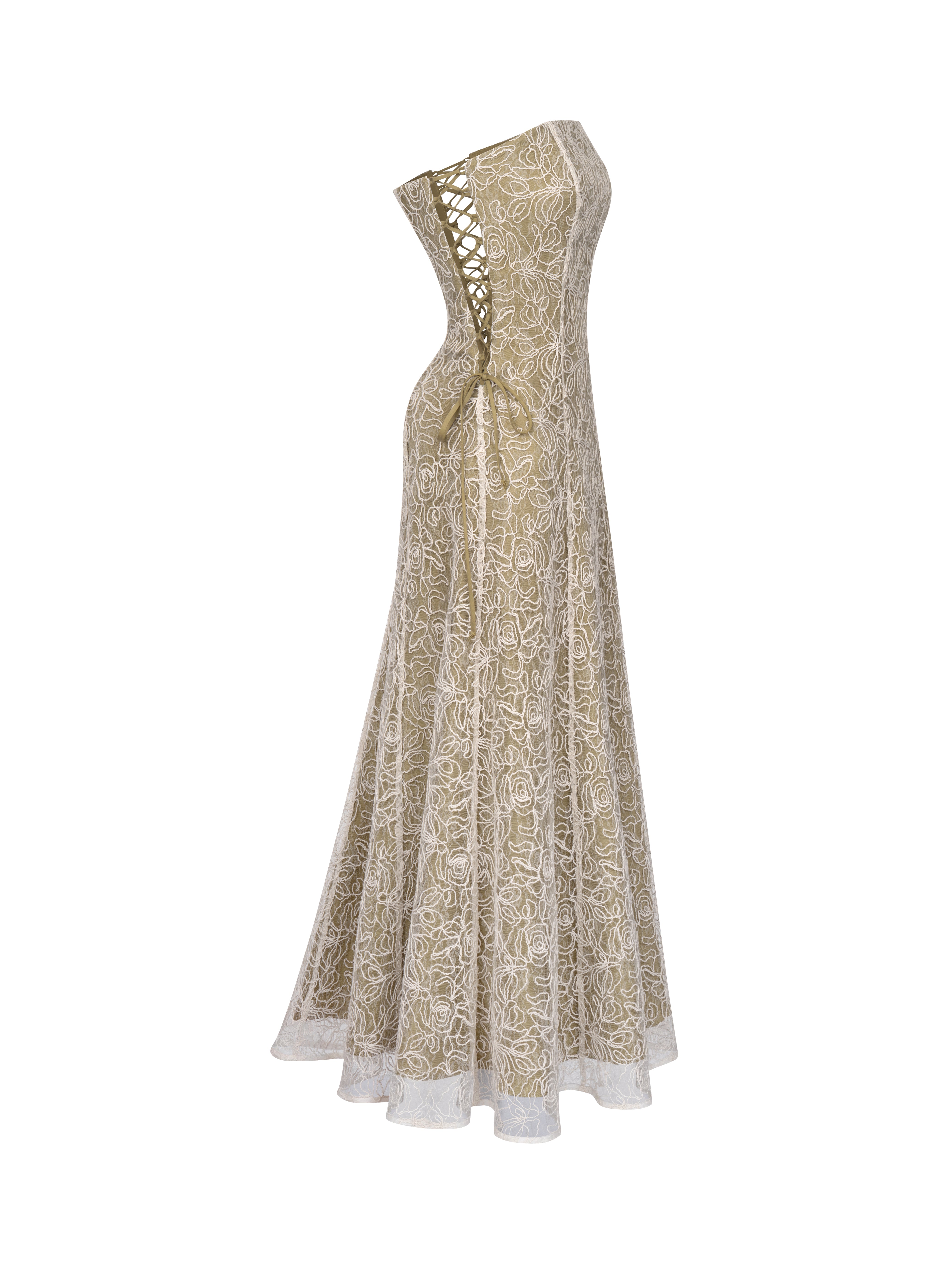 ELSAVA OLIVE BLOOM CORSET DRESS
