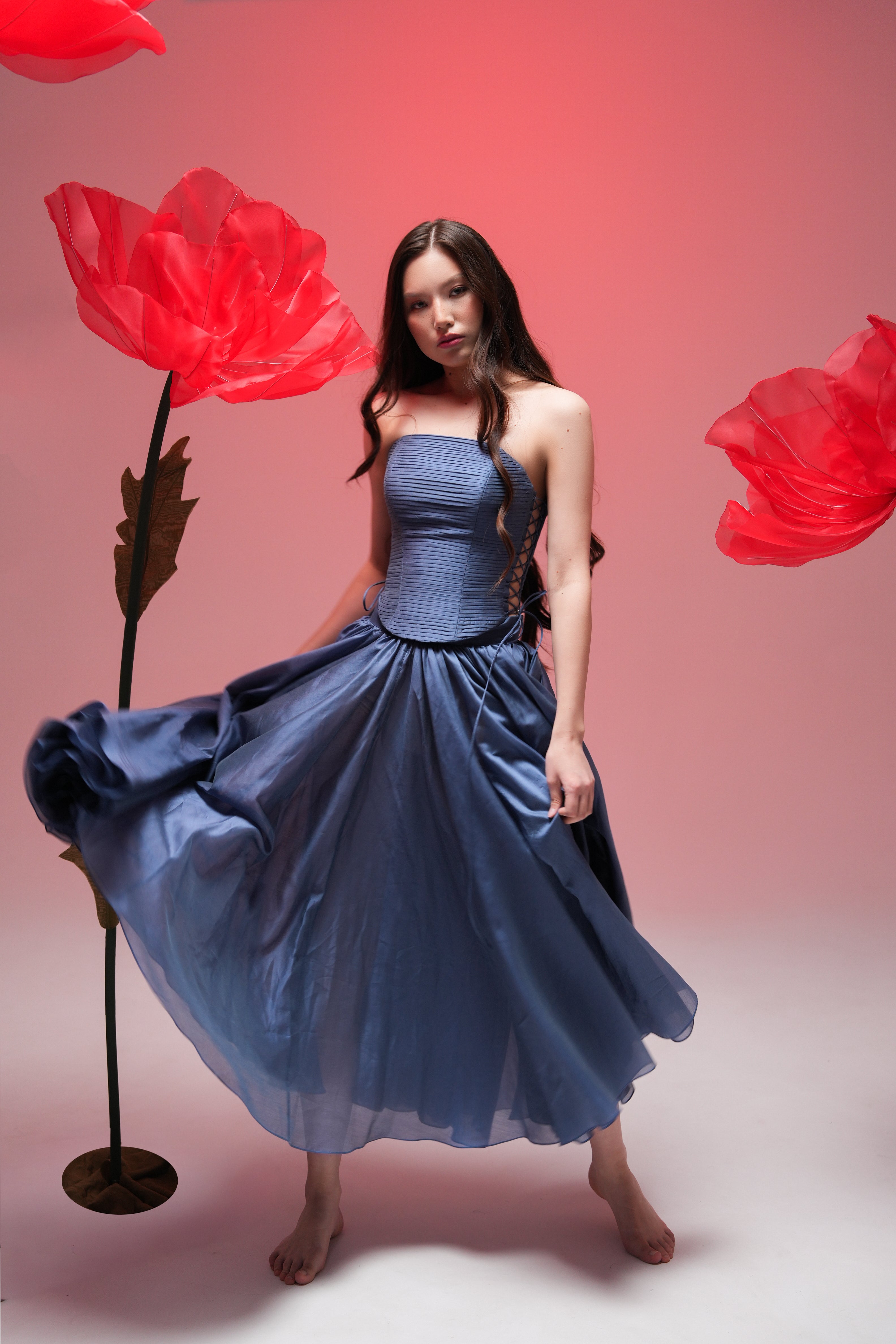 DARK BLUE MIDI SKIRT