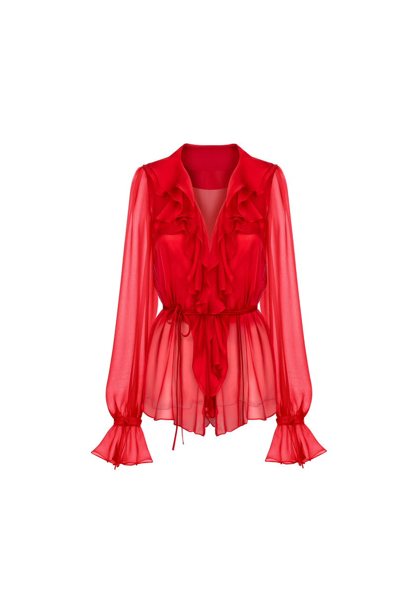ELSAVA VEIL BLOUSE RED