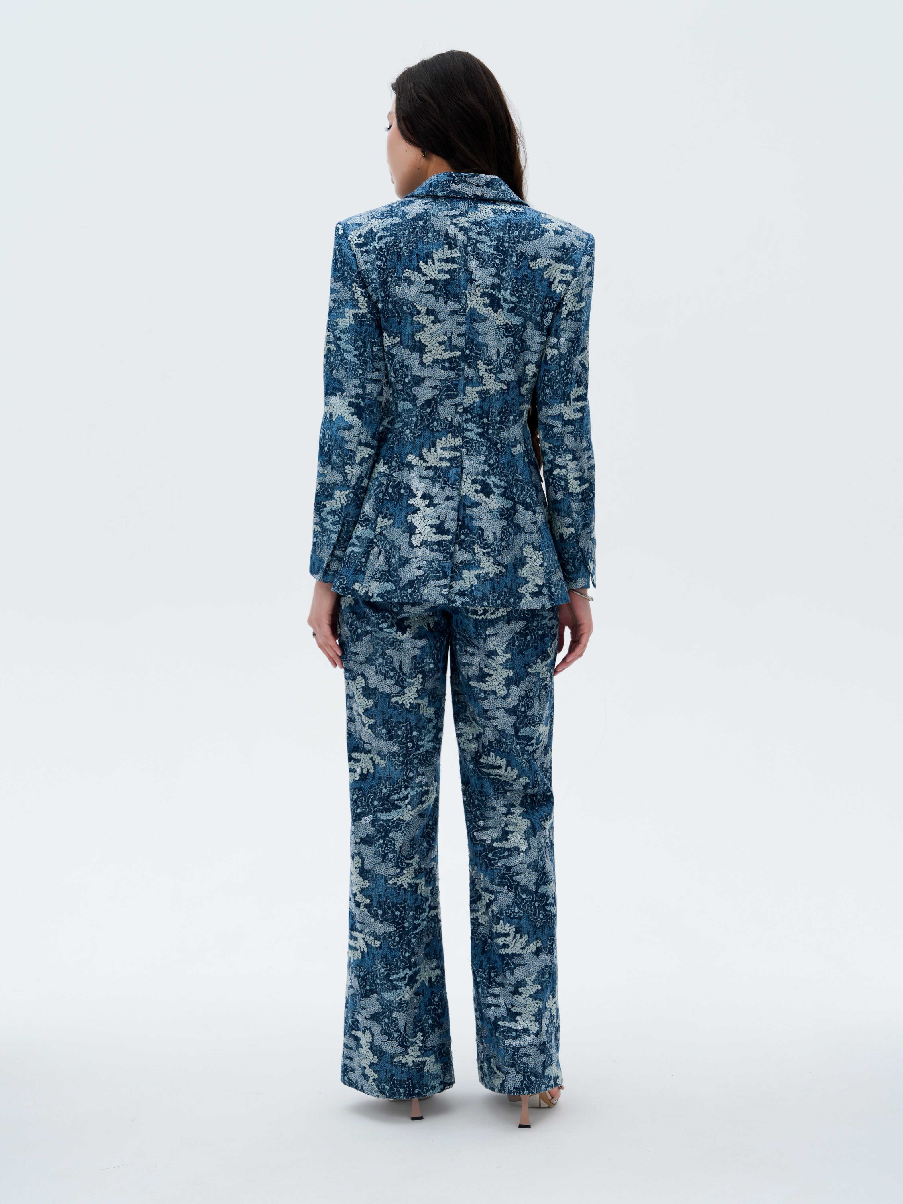 DENIM SEQUIN TROUSERS