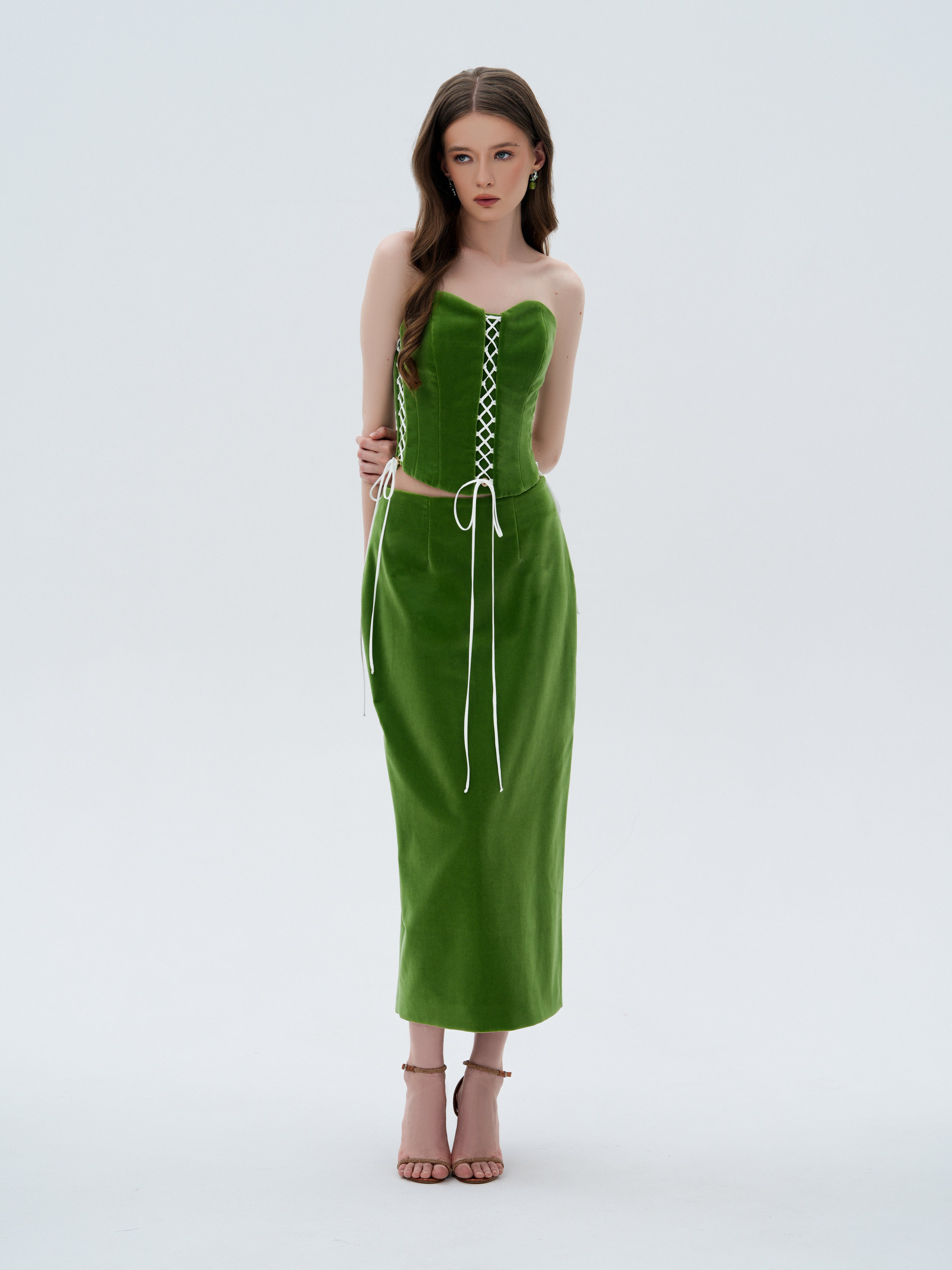 GREEN VELOUR SKIRT