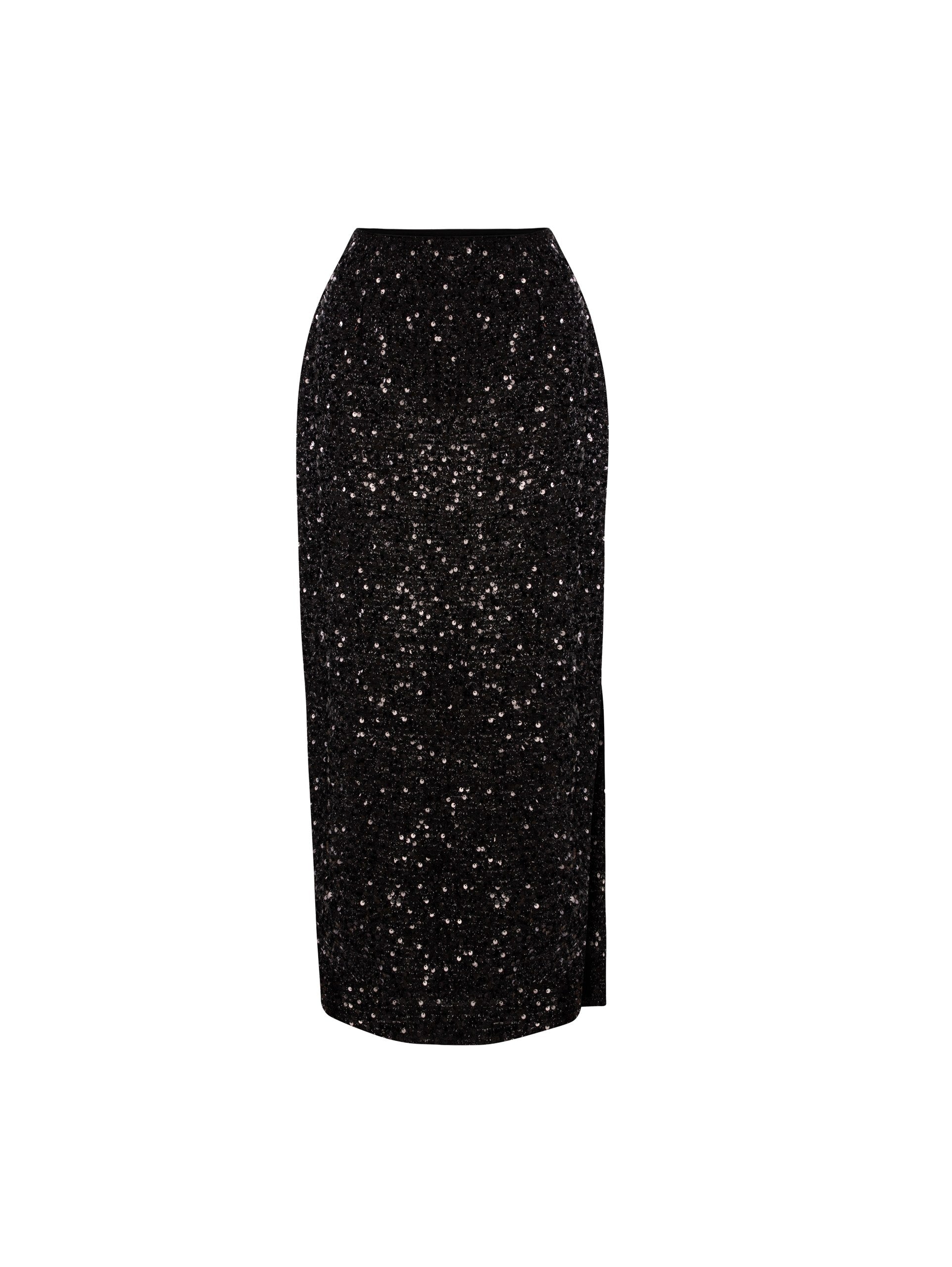 Черная юбка с пайетками Nox