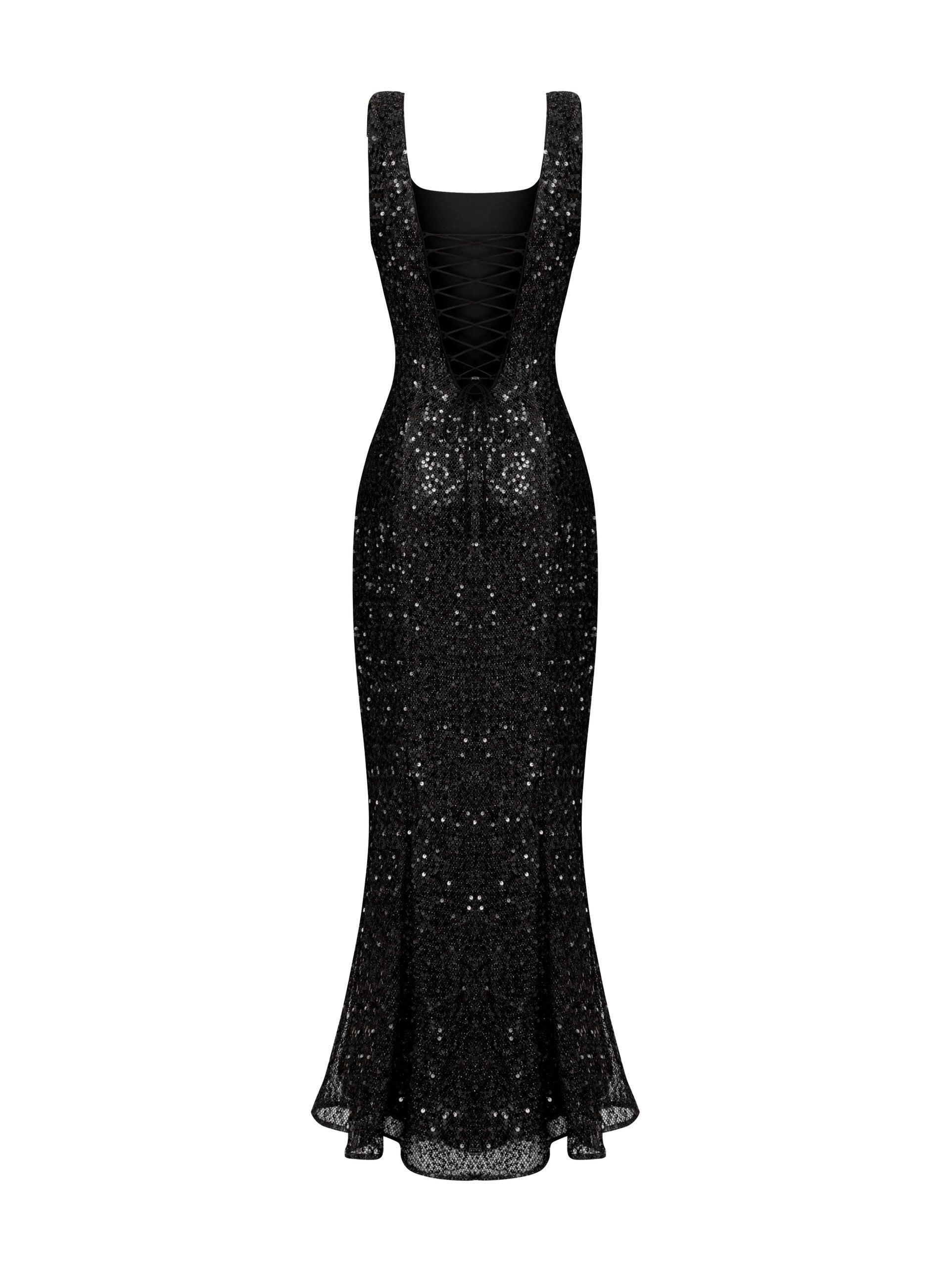 Black Sequin Maxi Dress