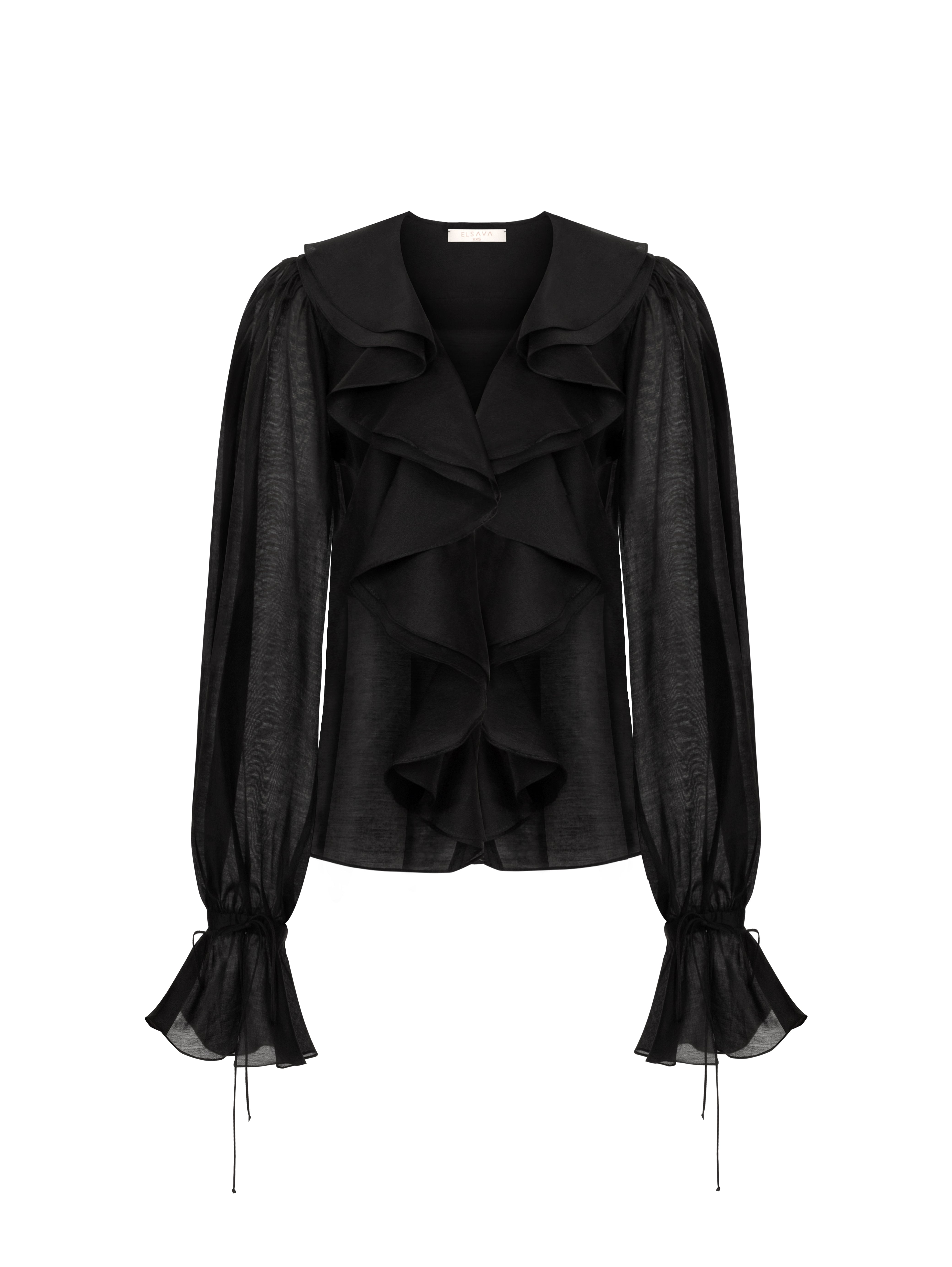 ELSAVA VEIL BLOUSE BLACK