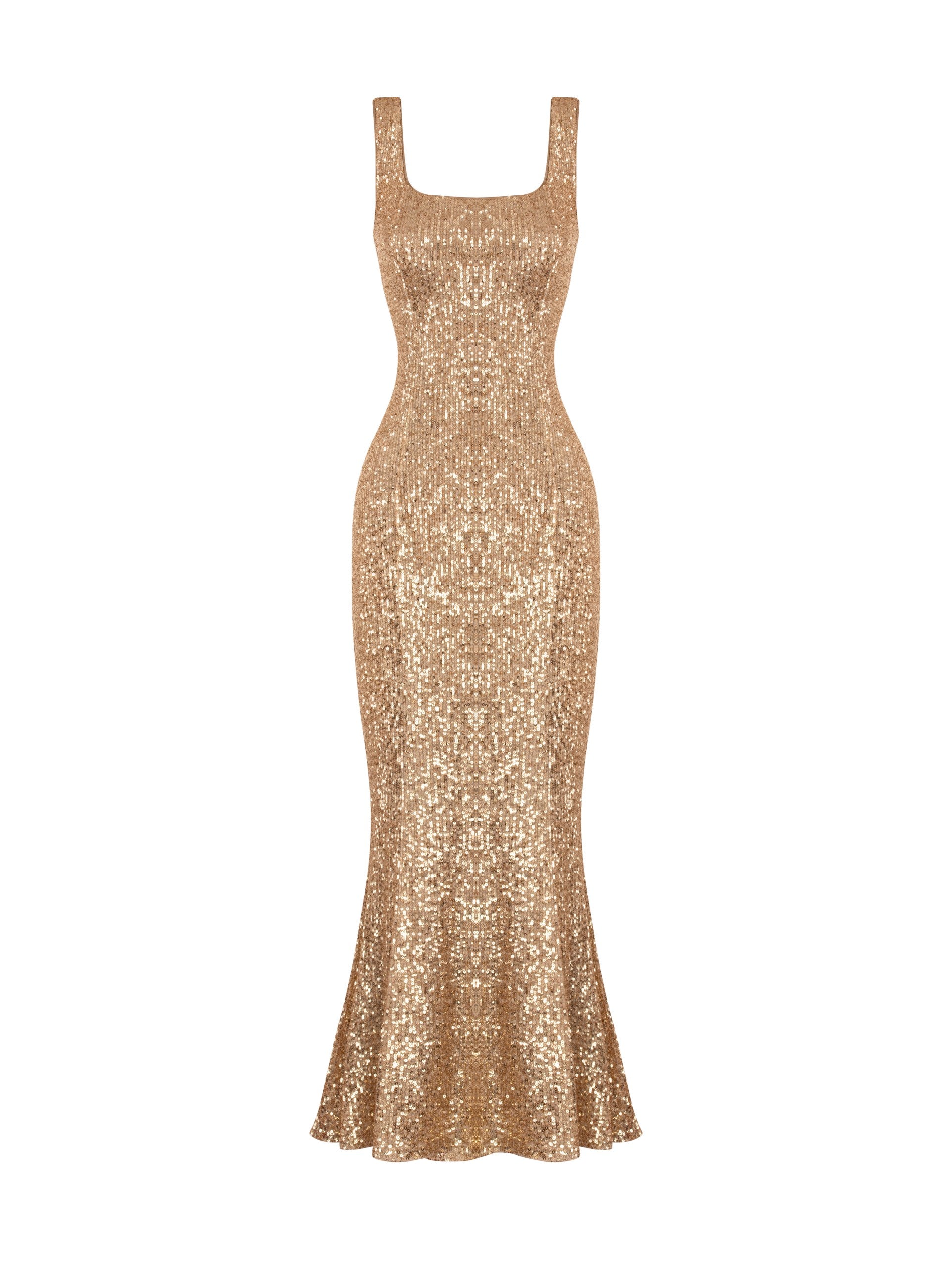 Golden Sequin Tie Back Midi Dress